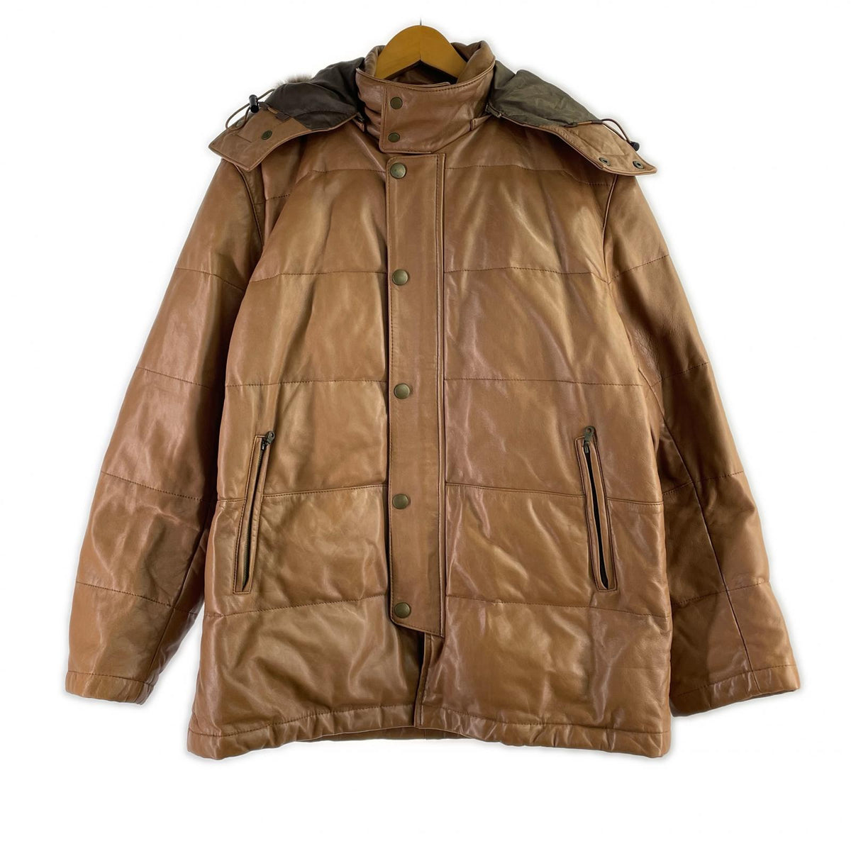 レザージャケット D'URBAN フォックスファー ラムレザージャケット 茶 M M ブラウン