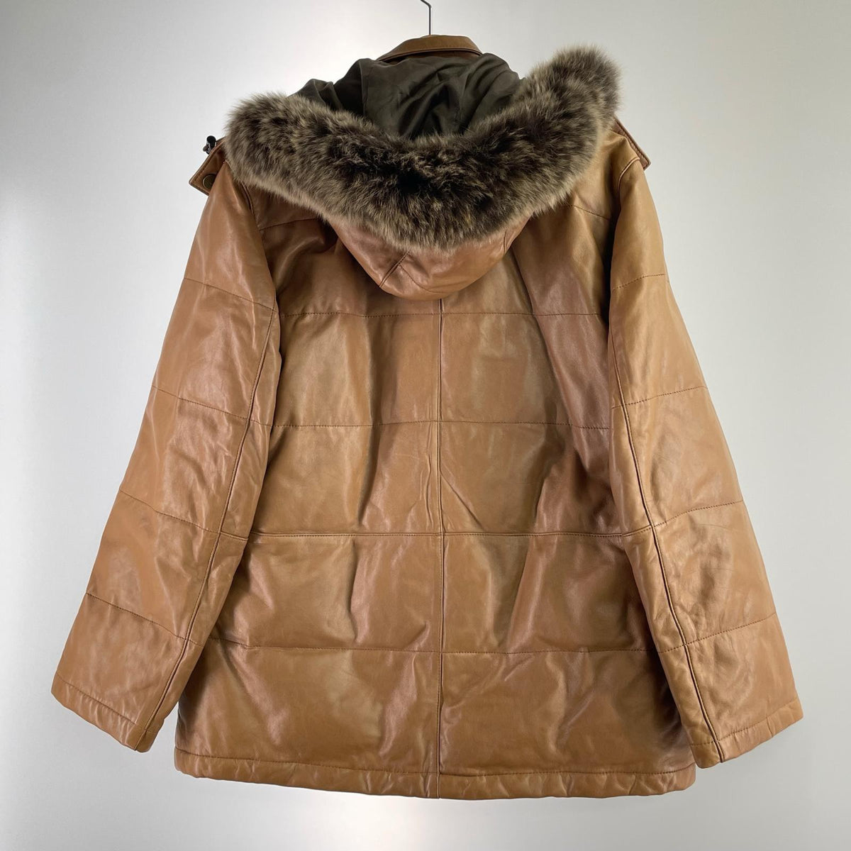 レザージャケット D'URBAN フォックスファー ラムレザージャケット 茶 M M ブラウン