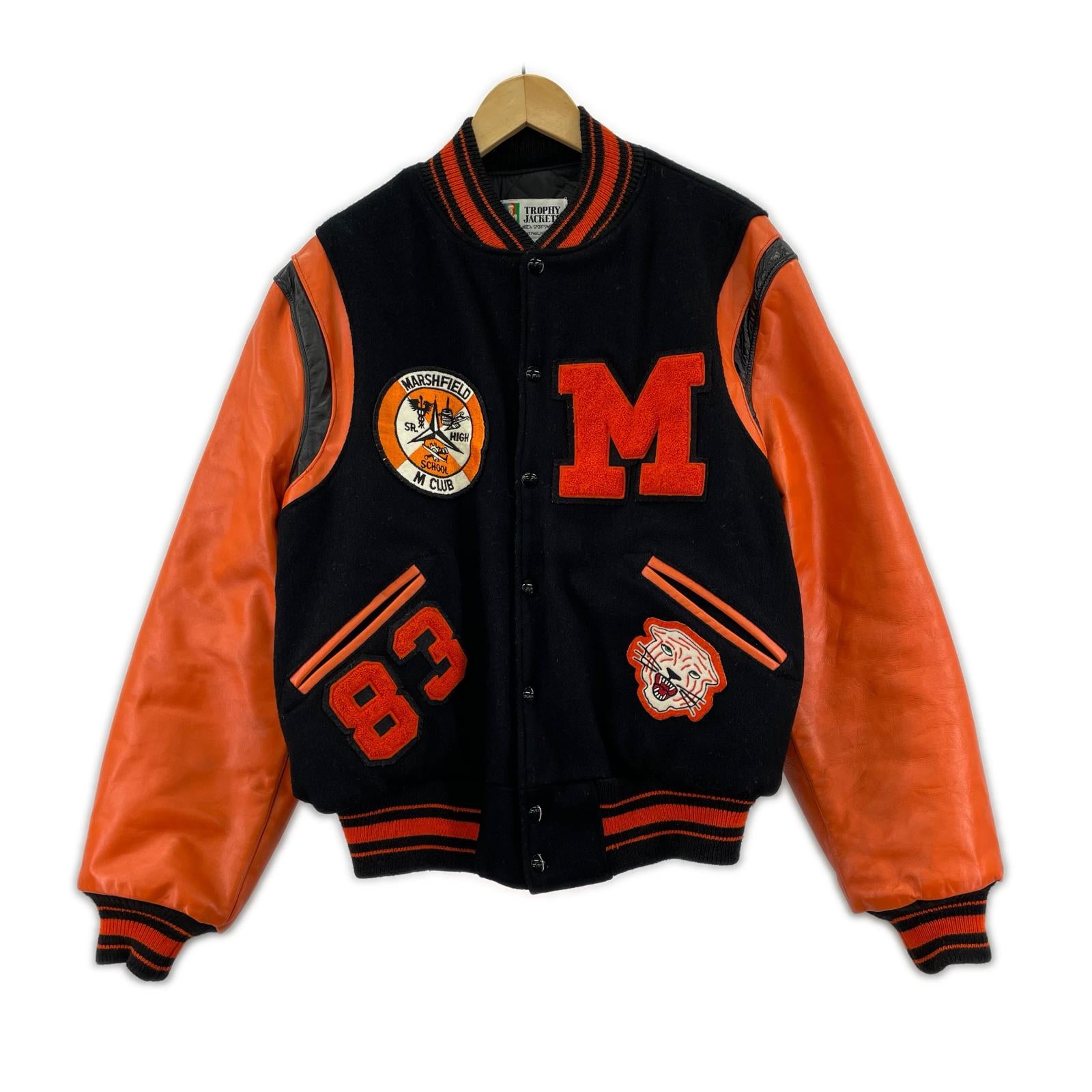 ジャケット trophy jackets スタジャン 黒×オレンジ(M) M ブラック