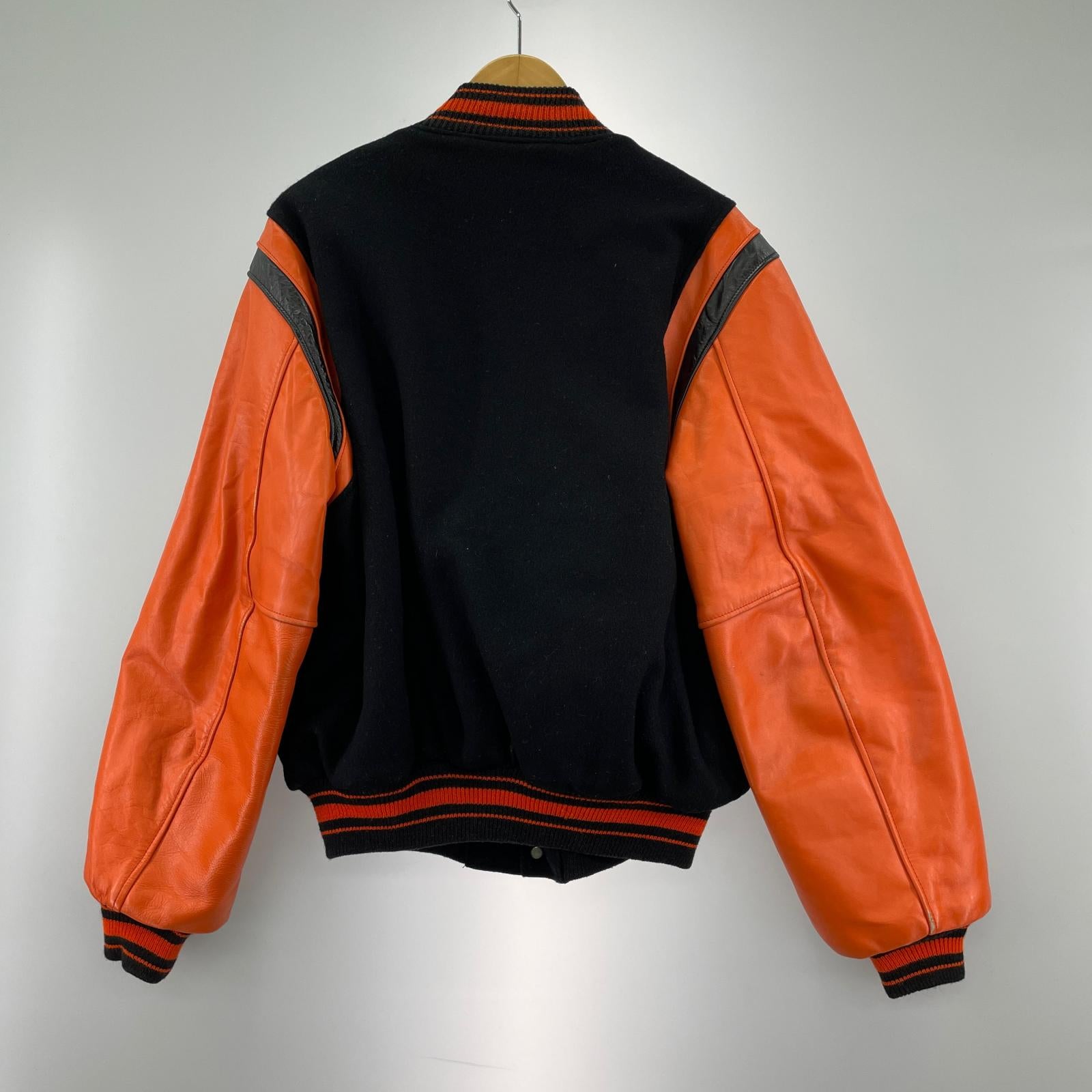 ジャケット trophy jackets スタジャン 黒×オレンジ(M) M ブラック