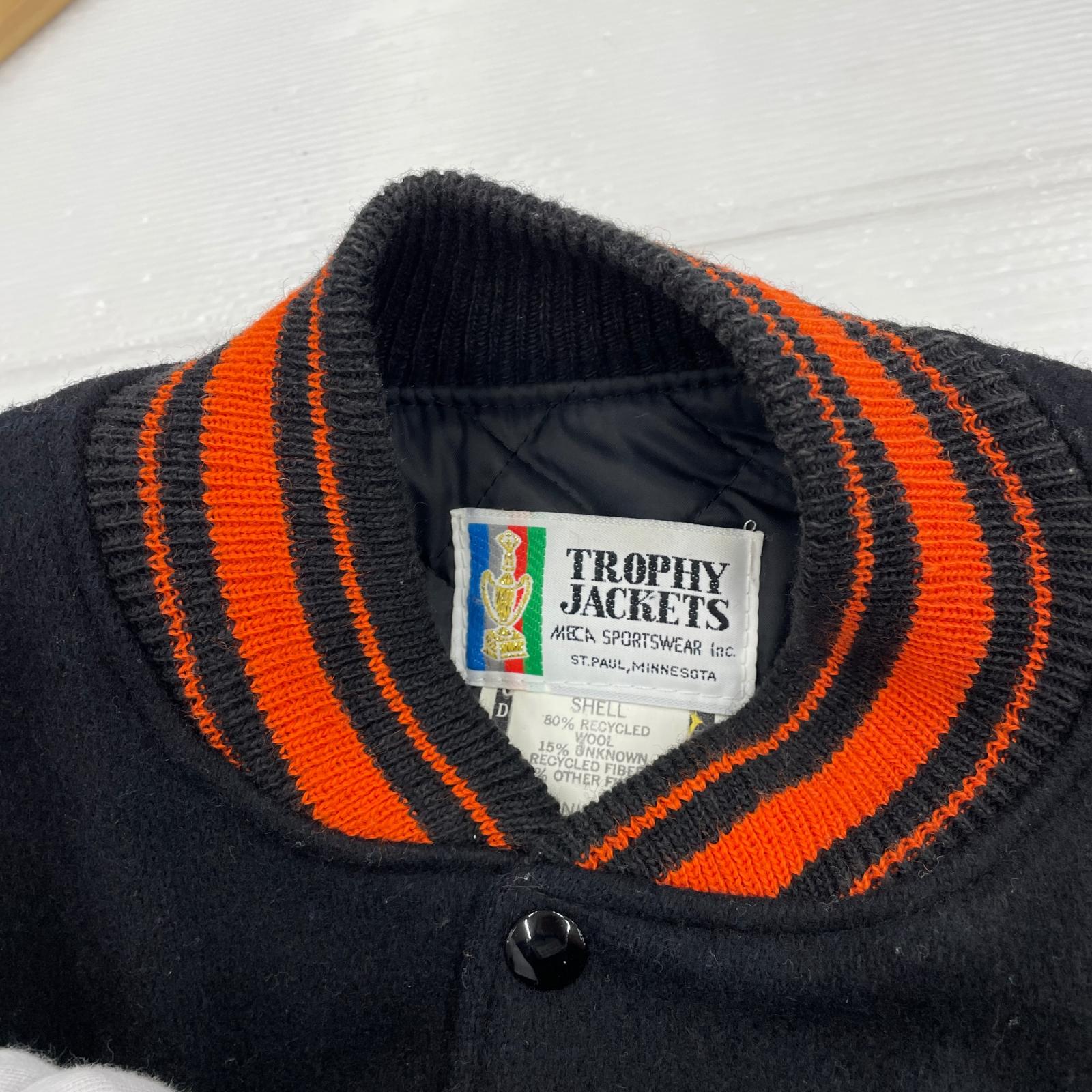 ジャケット trophy jackets スタジャン 黒×オレンジ(M) M ブラック