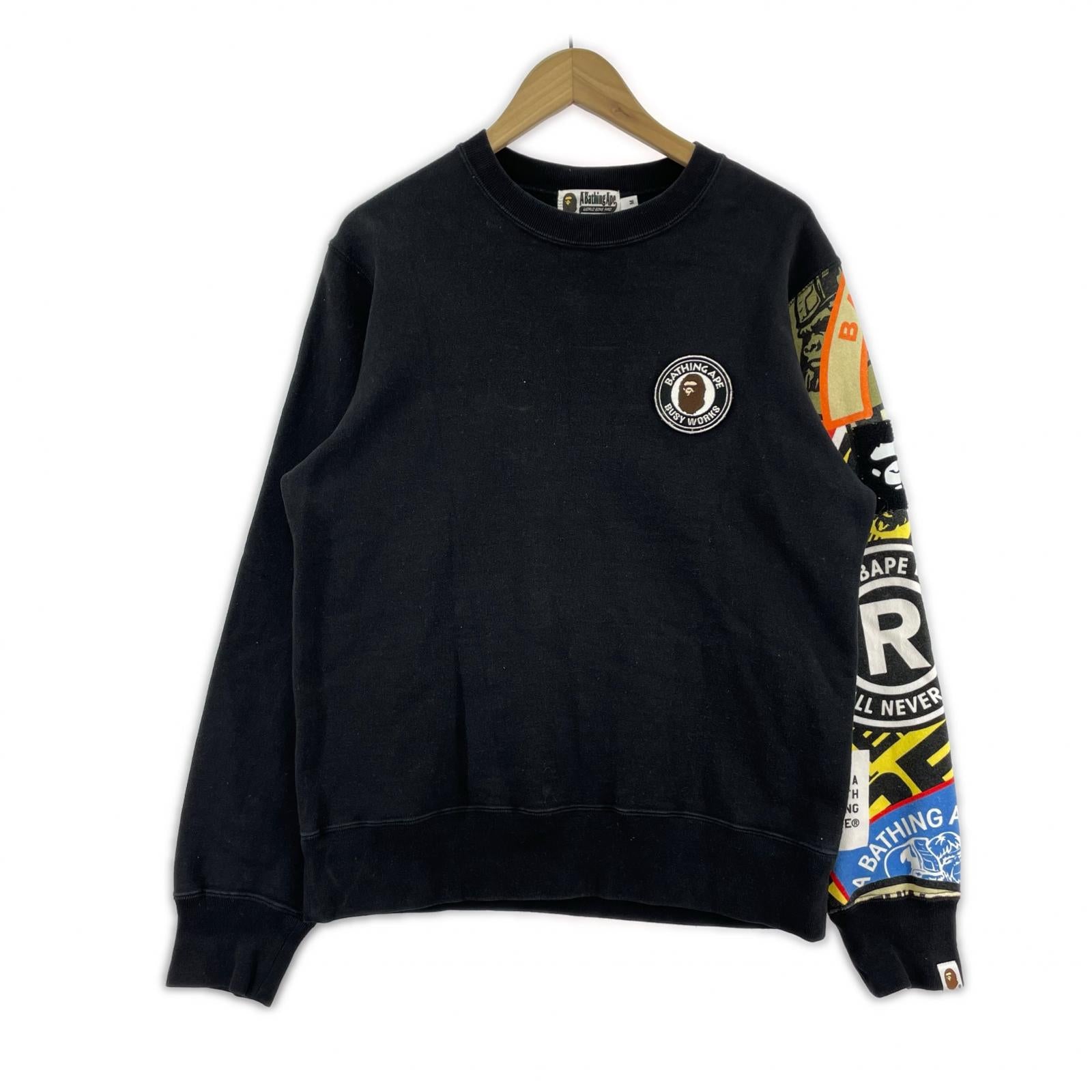 スウェット Patched Long Sleeve Tee 黒 (M) M ブラック