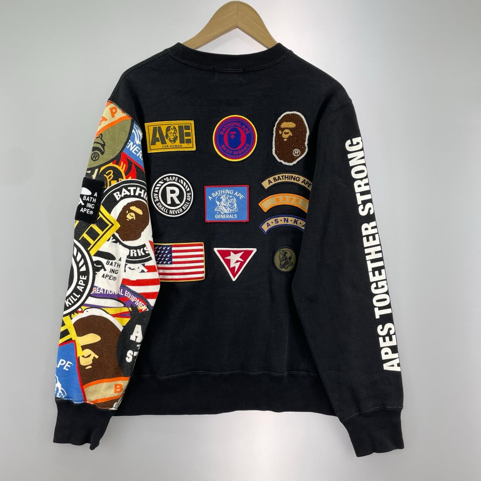 スウェット Patched Long Sleeve Tee 黒 (M) M ブラック