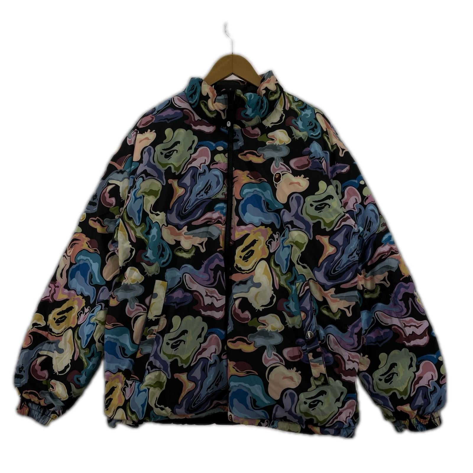 ダウンジャケット ART CAMO REVERSIBLE DOWN JACKET (L) L ブラック