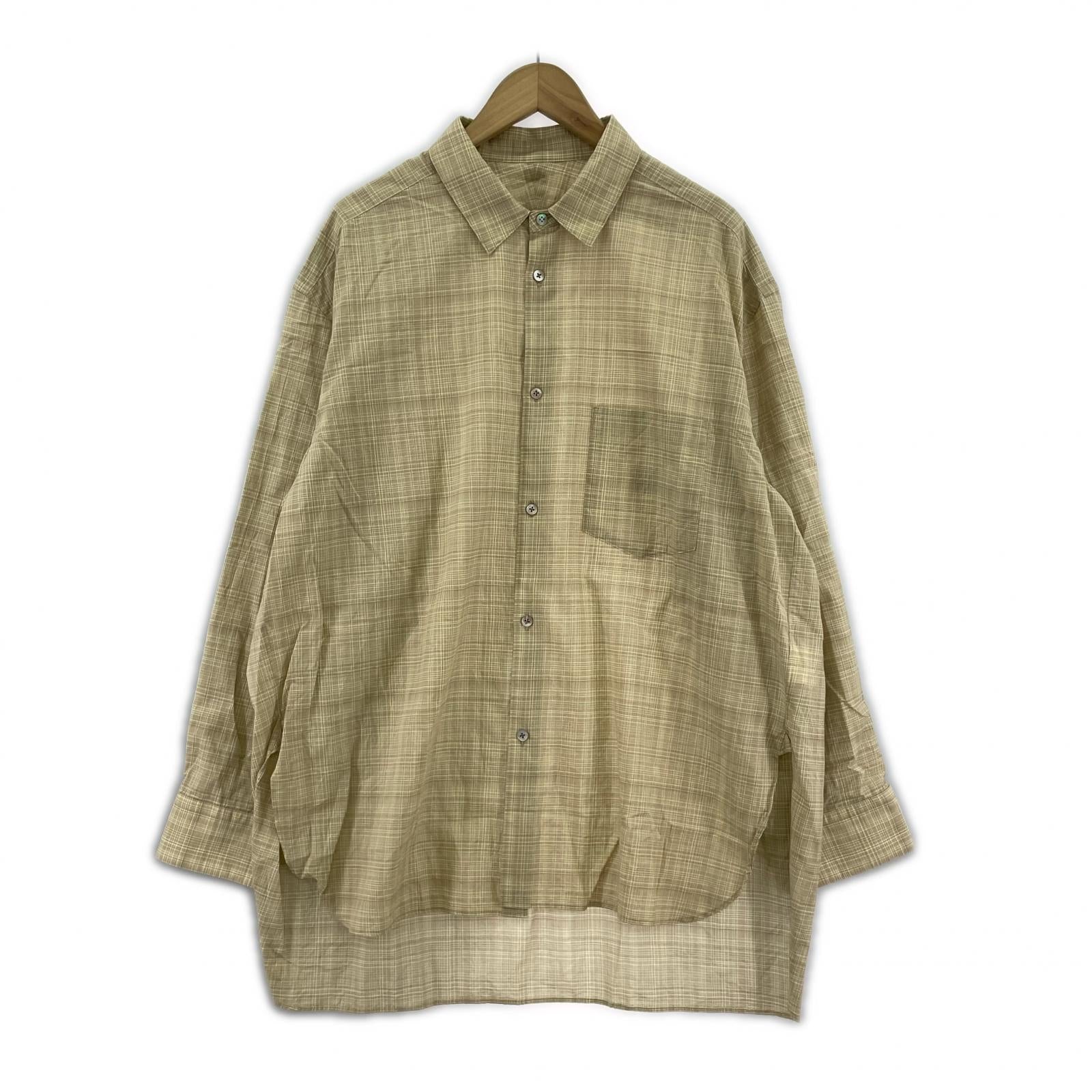 長袖シャツ コットン チェック柄シャツ 2 2 ベージュ