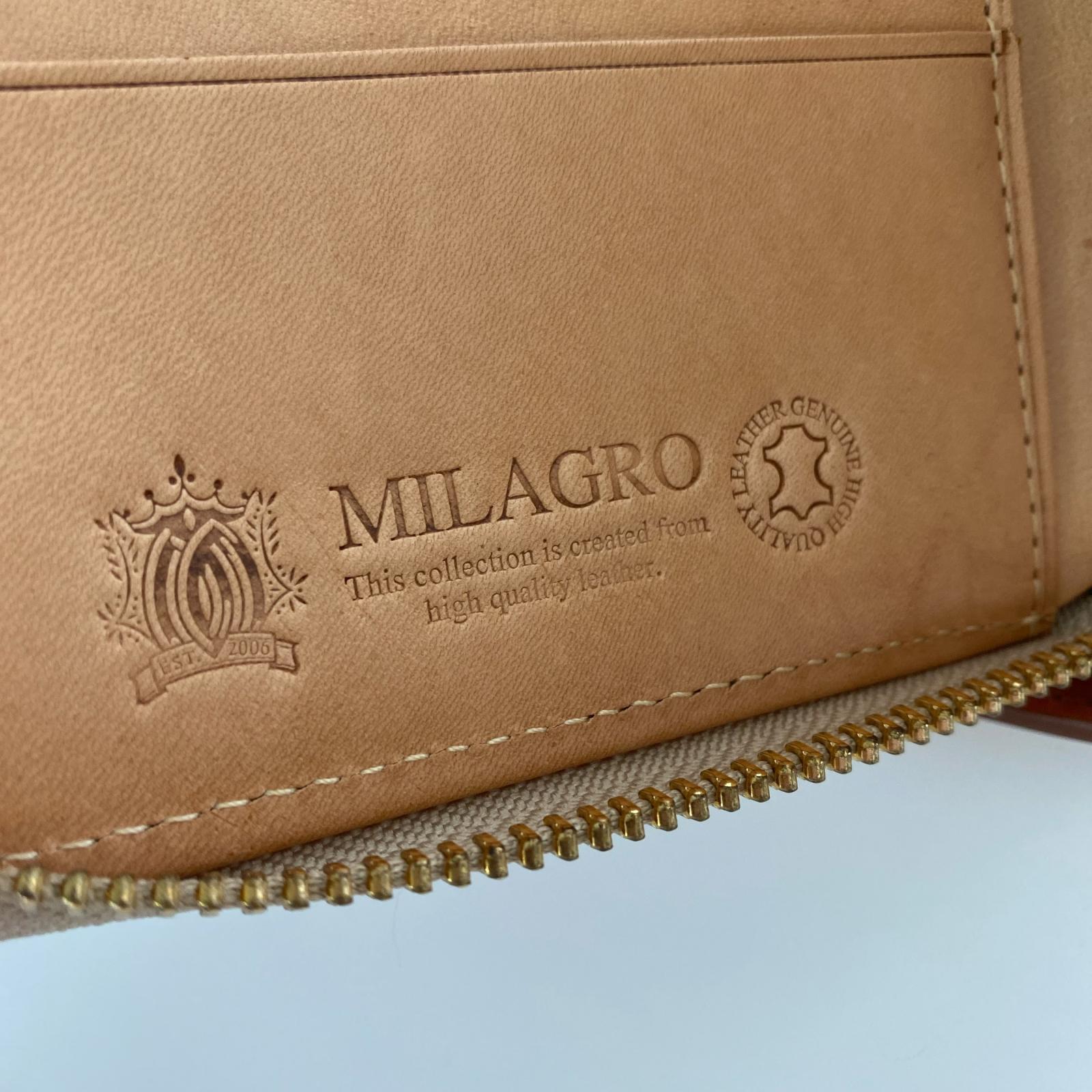 コンパクトウォレット MILAGRO コードバン L字ファスナー ブラウン
