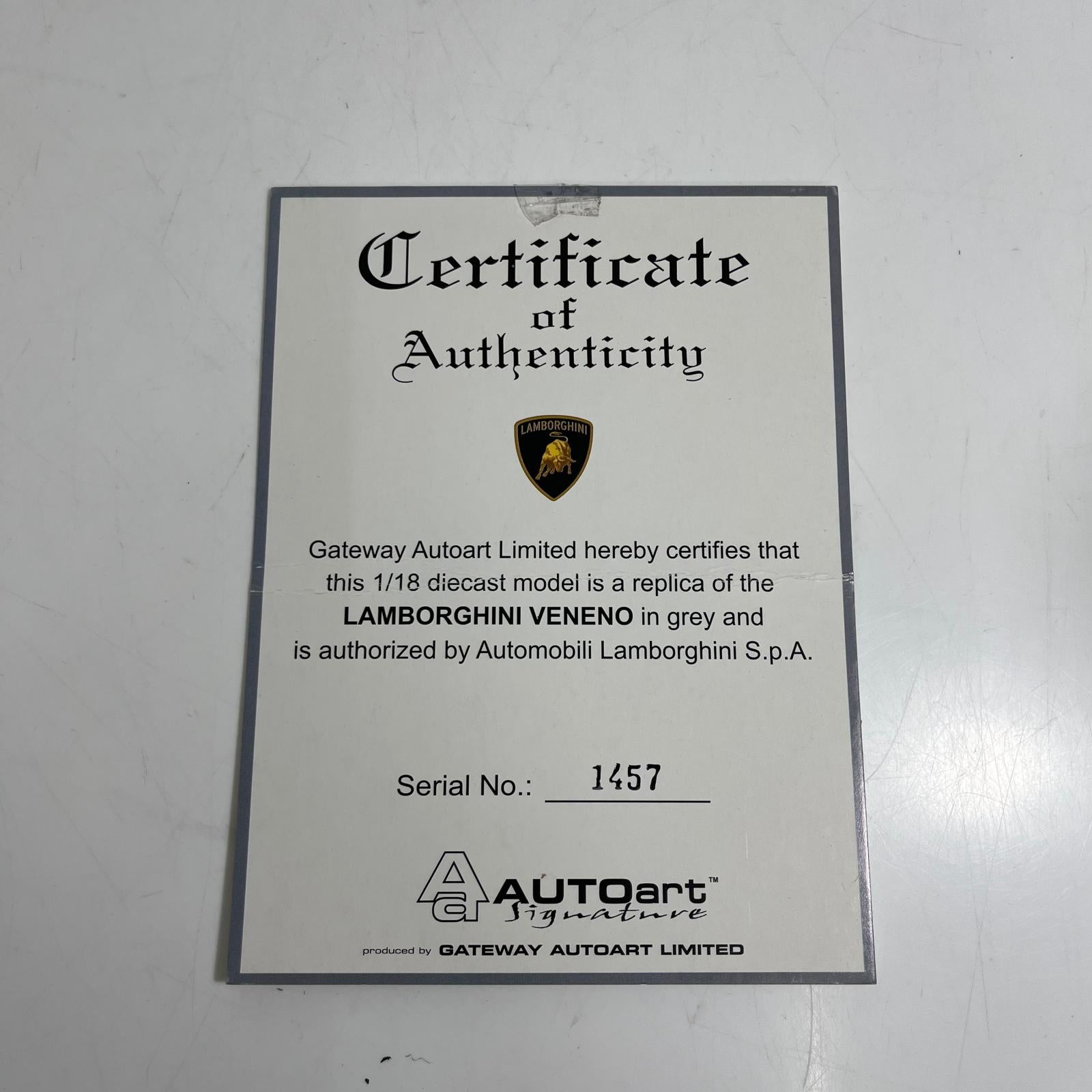 ☆1/18 AUTO art Lamborghini Veneno(グレー) AUTOart スケールカー