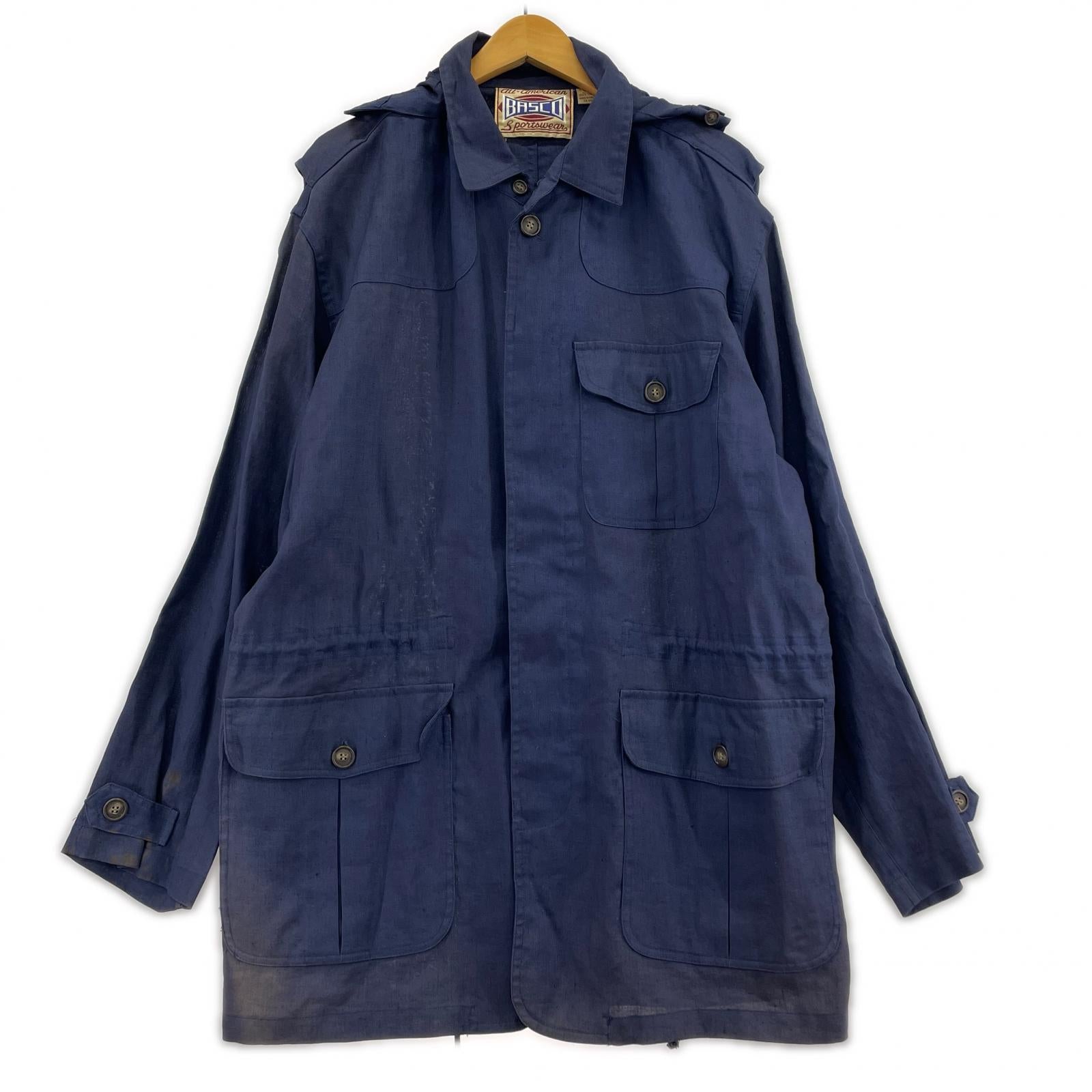 ジャケット BARNEYS NEWYORK BASCO リネンサファリジャケット NVY M ネイビー