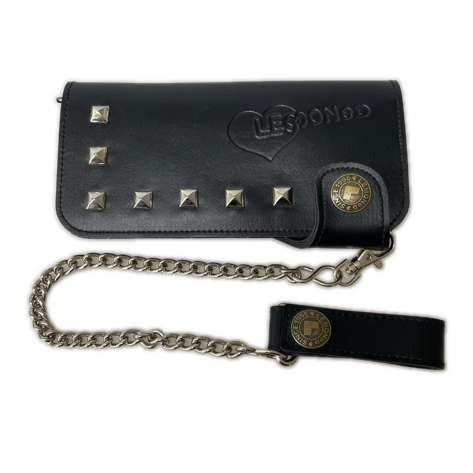 長財布 LEMONAed スタッズウォレットチェーン付き長財布 ブラック