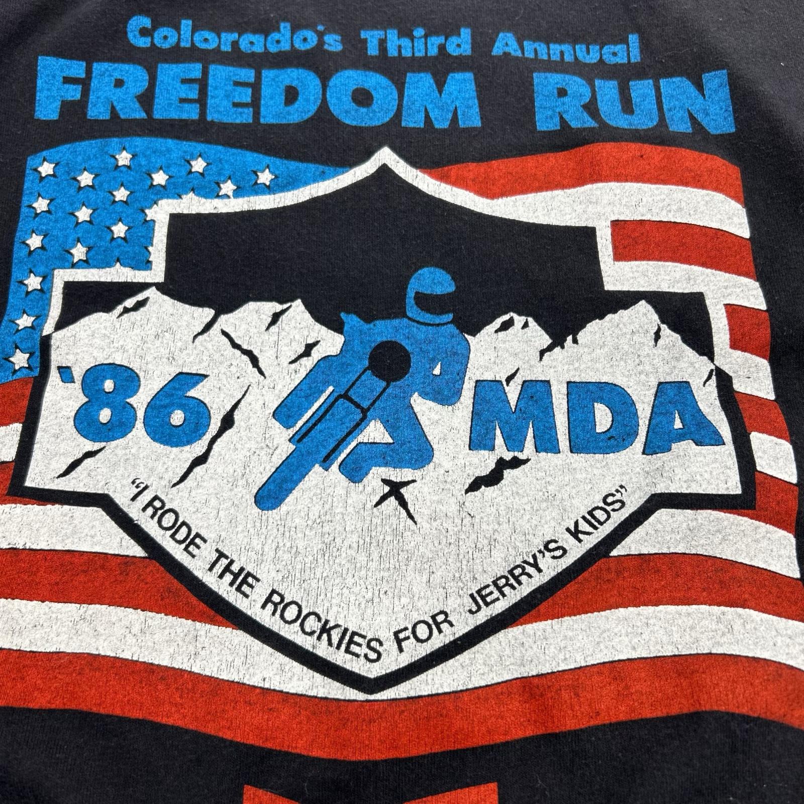 半袖Tシャツ 80s FREEDUM RUN 黒 ブラック