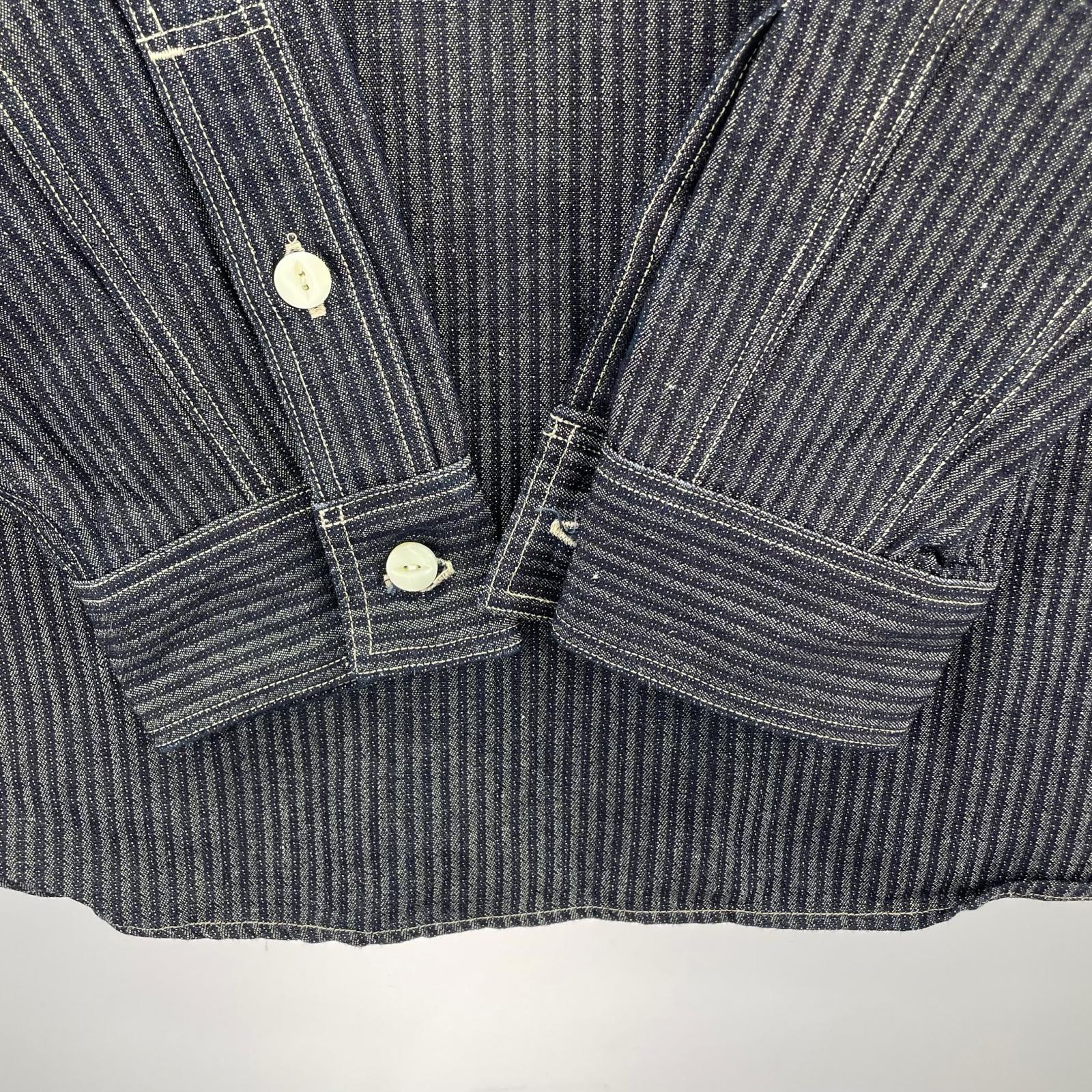 長袖シャツ Dapper's ストライププルオーバー チンスト(L) ブラック