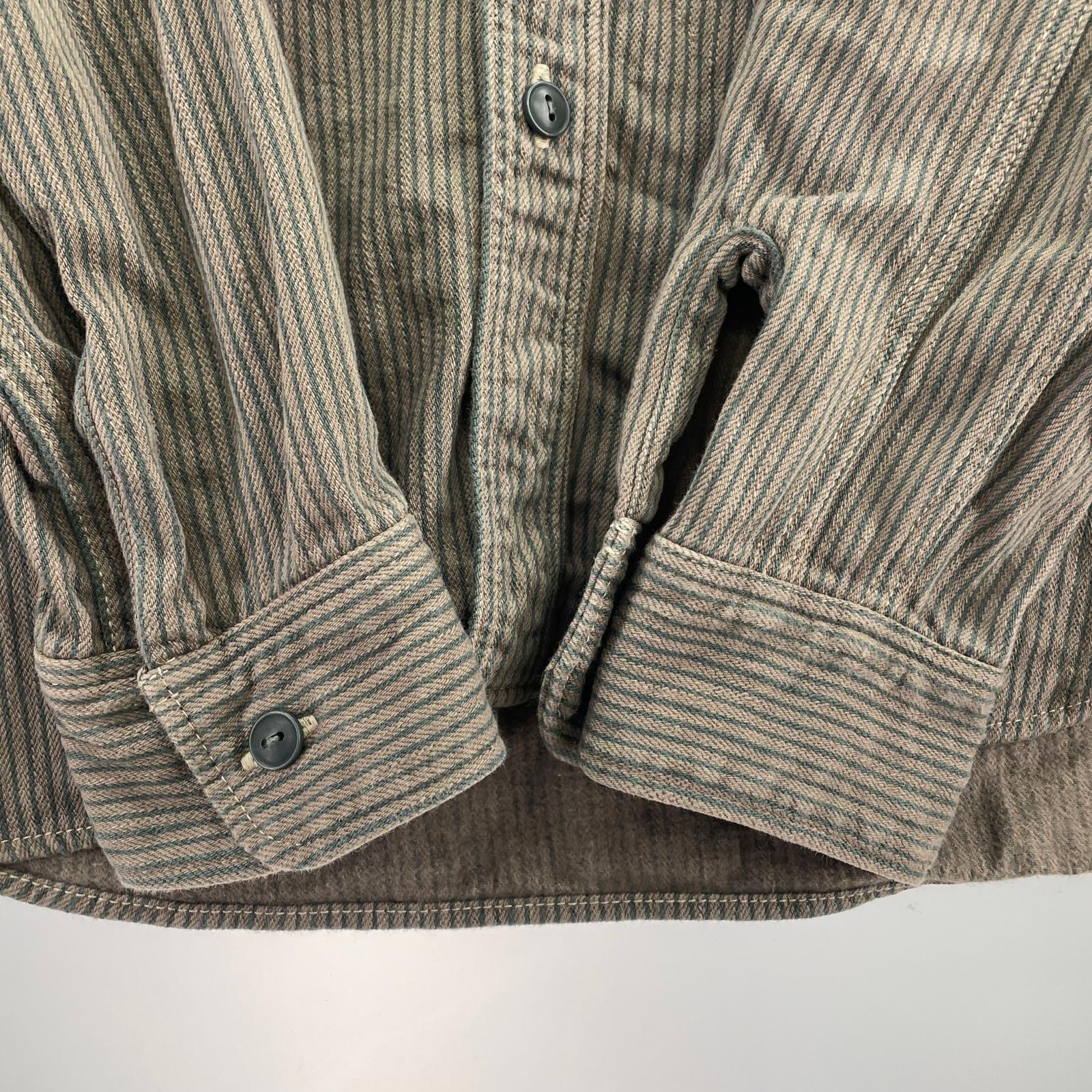 長袖シャツ ストライプ ネルシャツ(XL) ブラウン