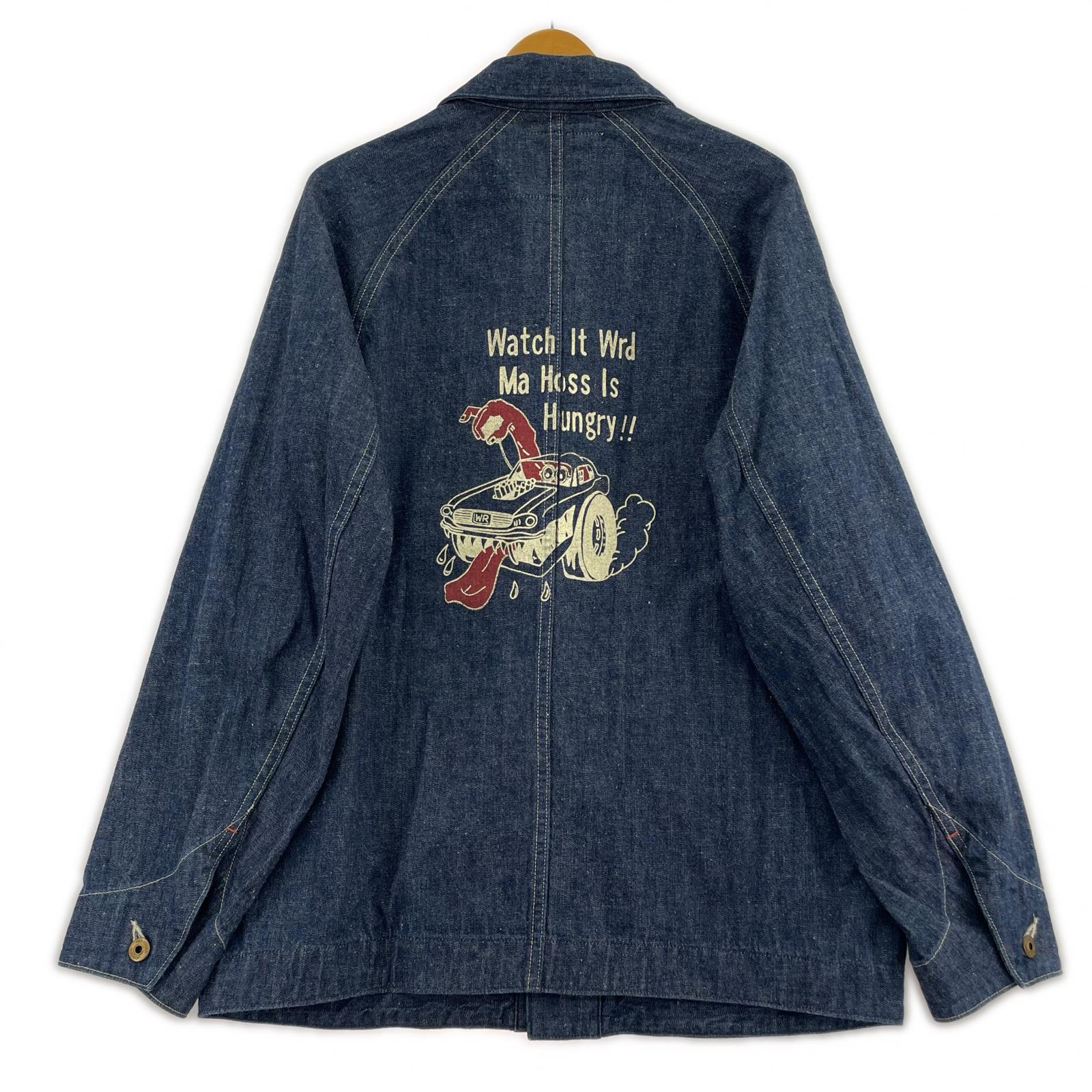 デニムジャケット プリント カバーオール 紺(M) M