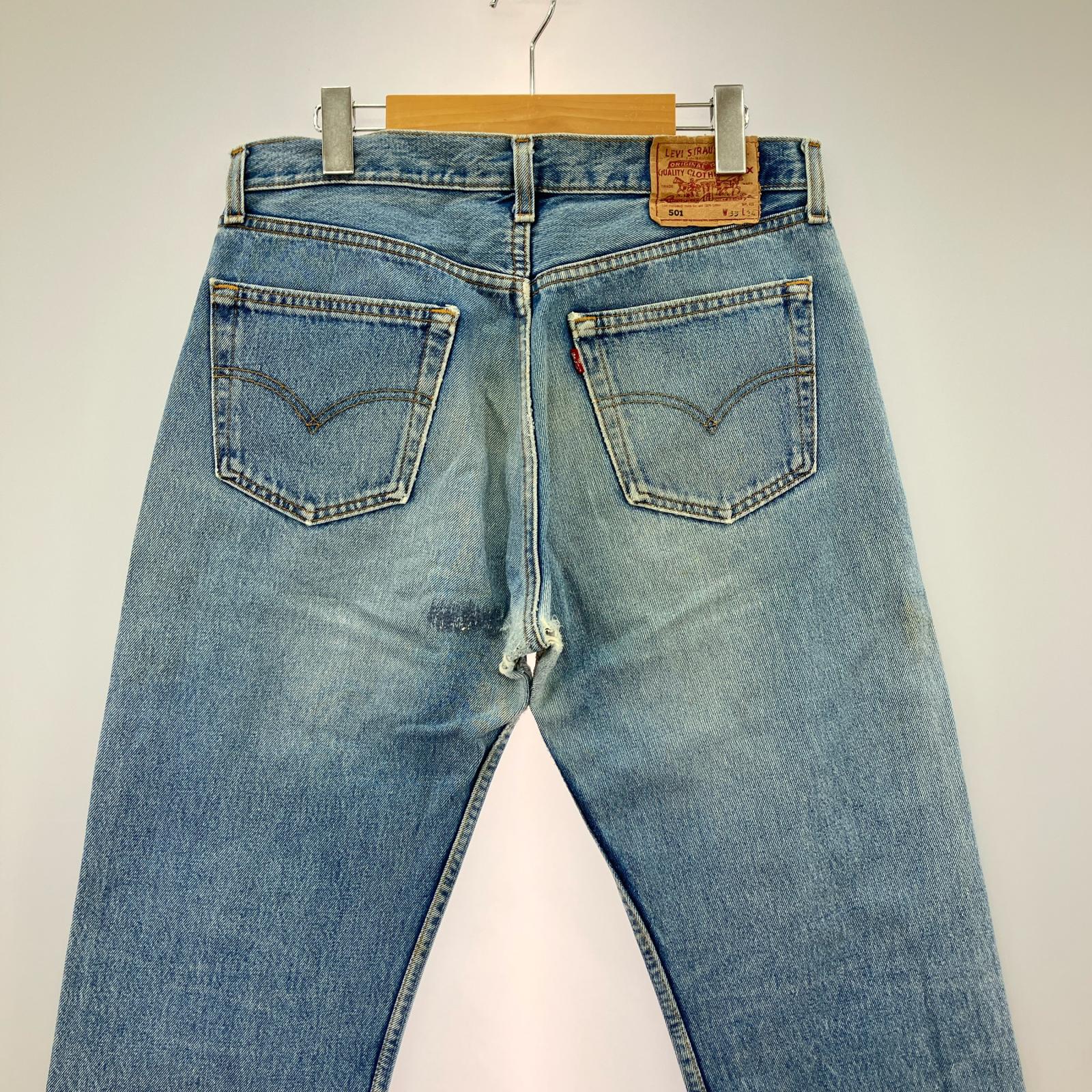 デニムパンツ 90s 501 UK製 ボタン裏311 W33 33 ブルー