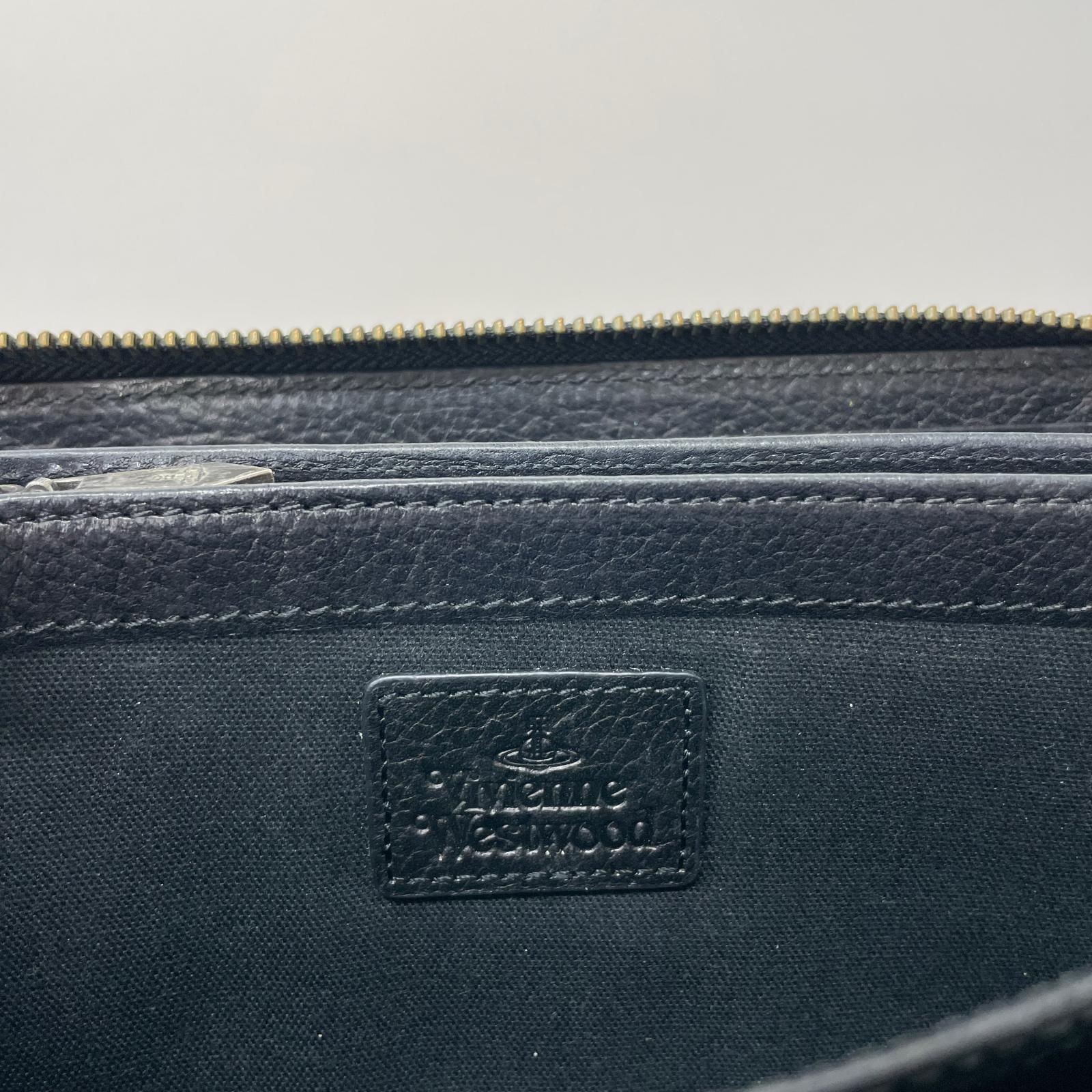 長財布 オーブスタッズラウンドジップウォレット 黒 ブラック