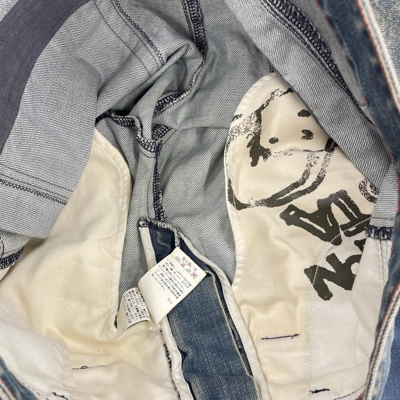 デニムパンツ 立体裁断 切替デザイン (M) M ネイビー