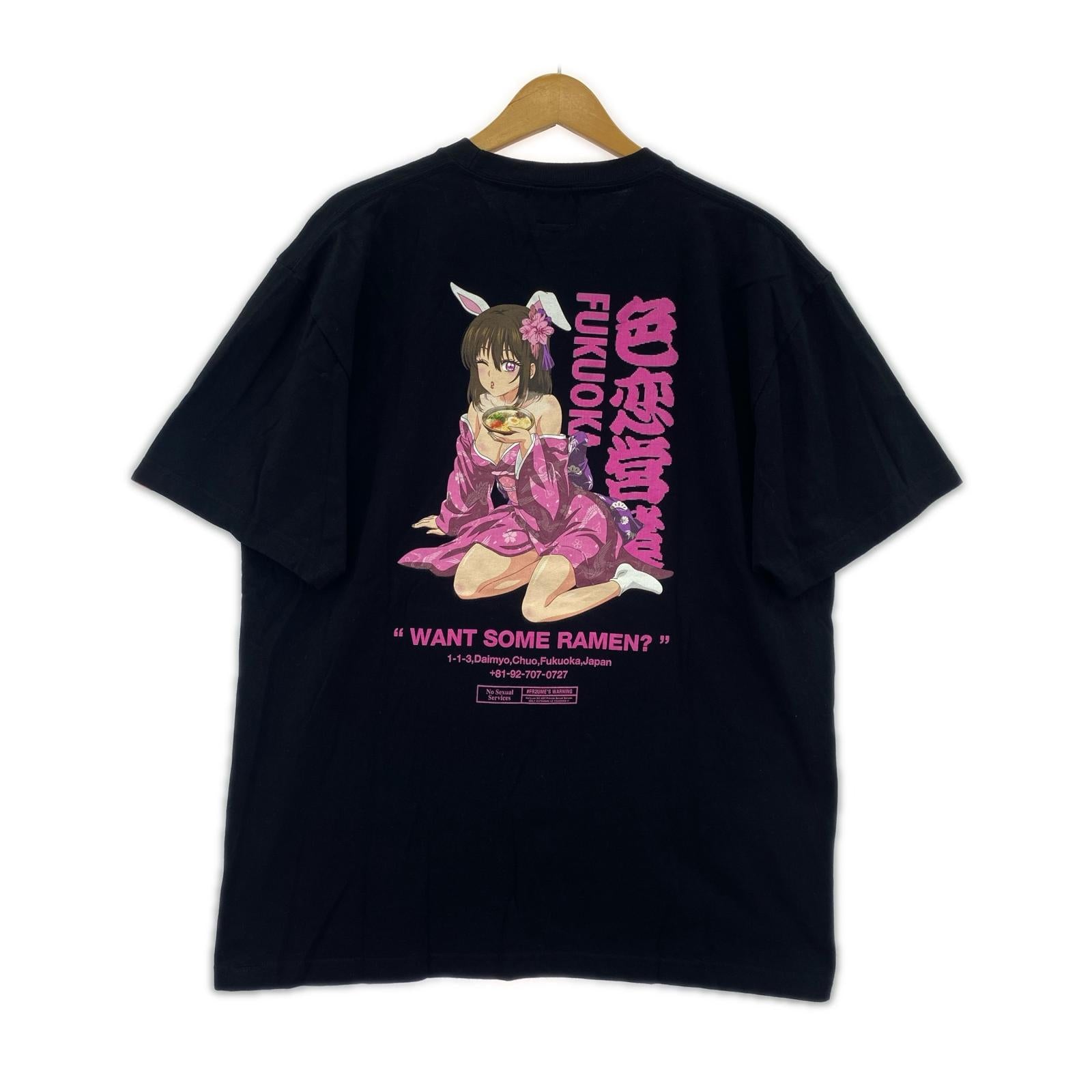 半袖Tシャツ 福岡店限定 ラーメンバニーガール 色恋営業 黒 (F) フリー ブラック