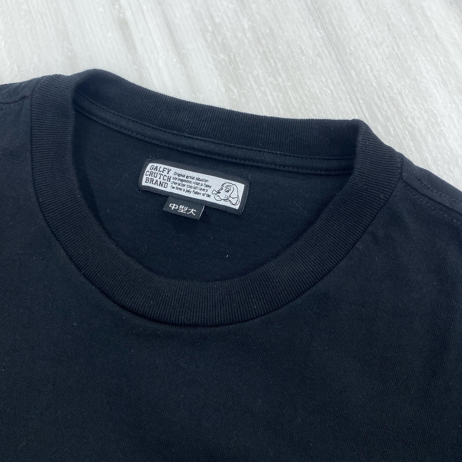 半袖Tシャツ GALFY ドッグ刺繍 黒 (L) L ブラック