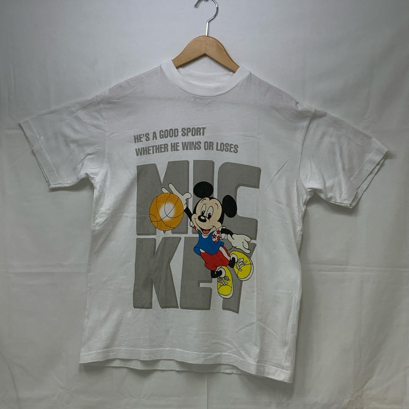 半袖Tシャツ 90s頃 MICKEY バスケプリントTee ホワイト フリー