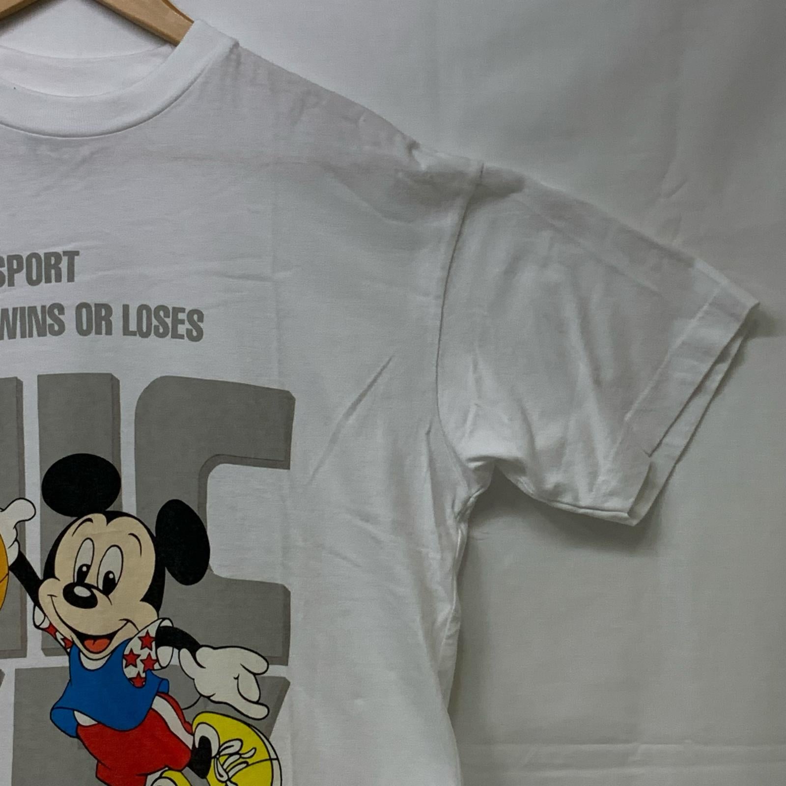 半袖Tシャツ 90s頃 MICKEY バスケプリントTee ホワイト フリー