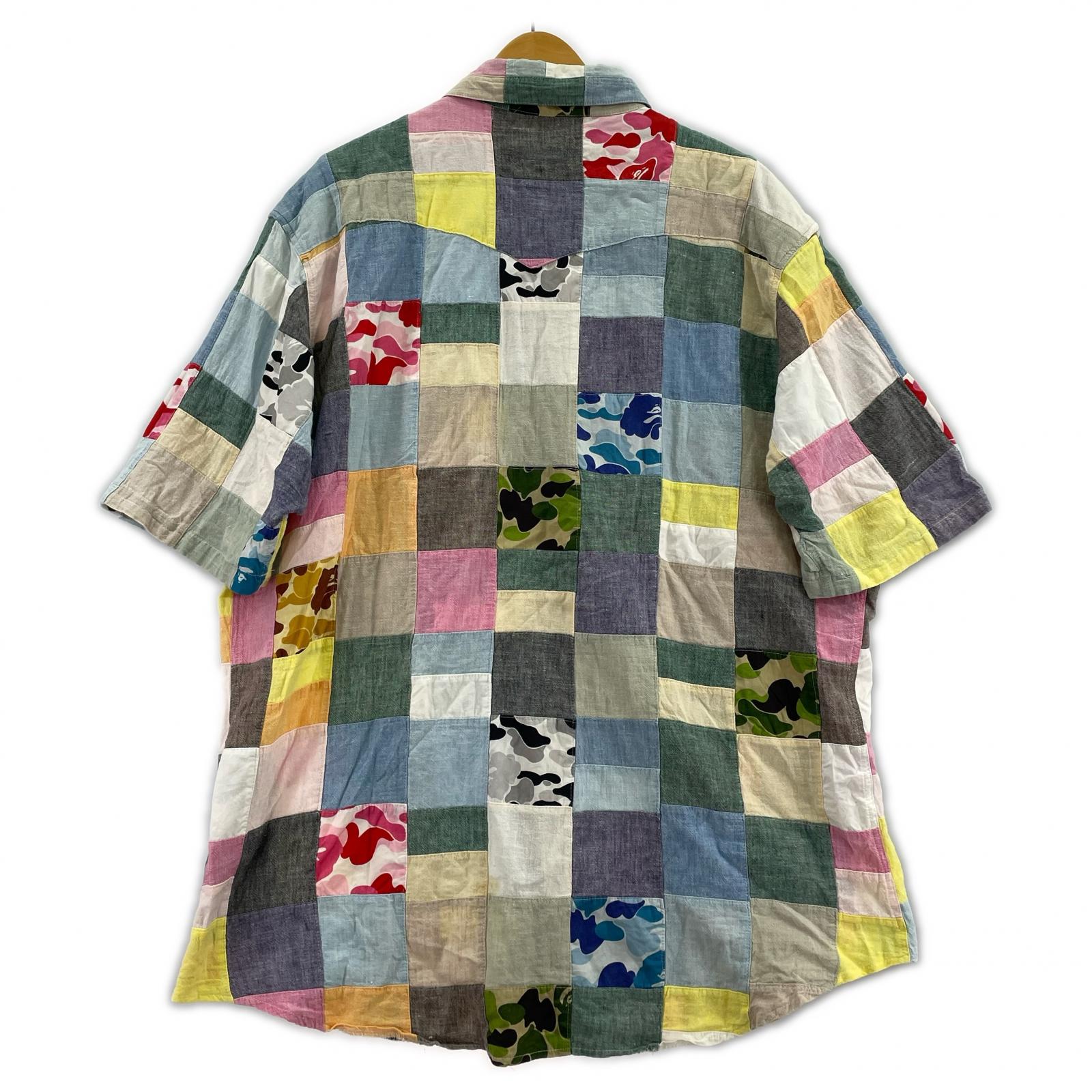 半袖シャツ パッチワーク半袖シャツ XL マルチカラー