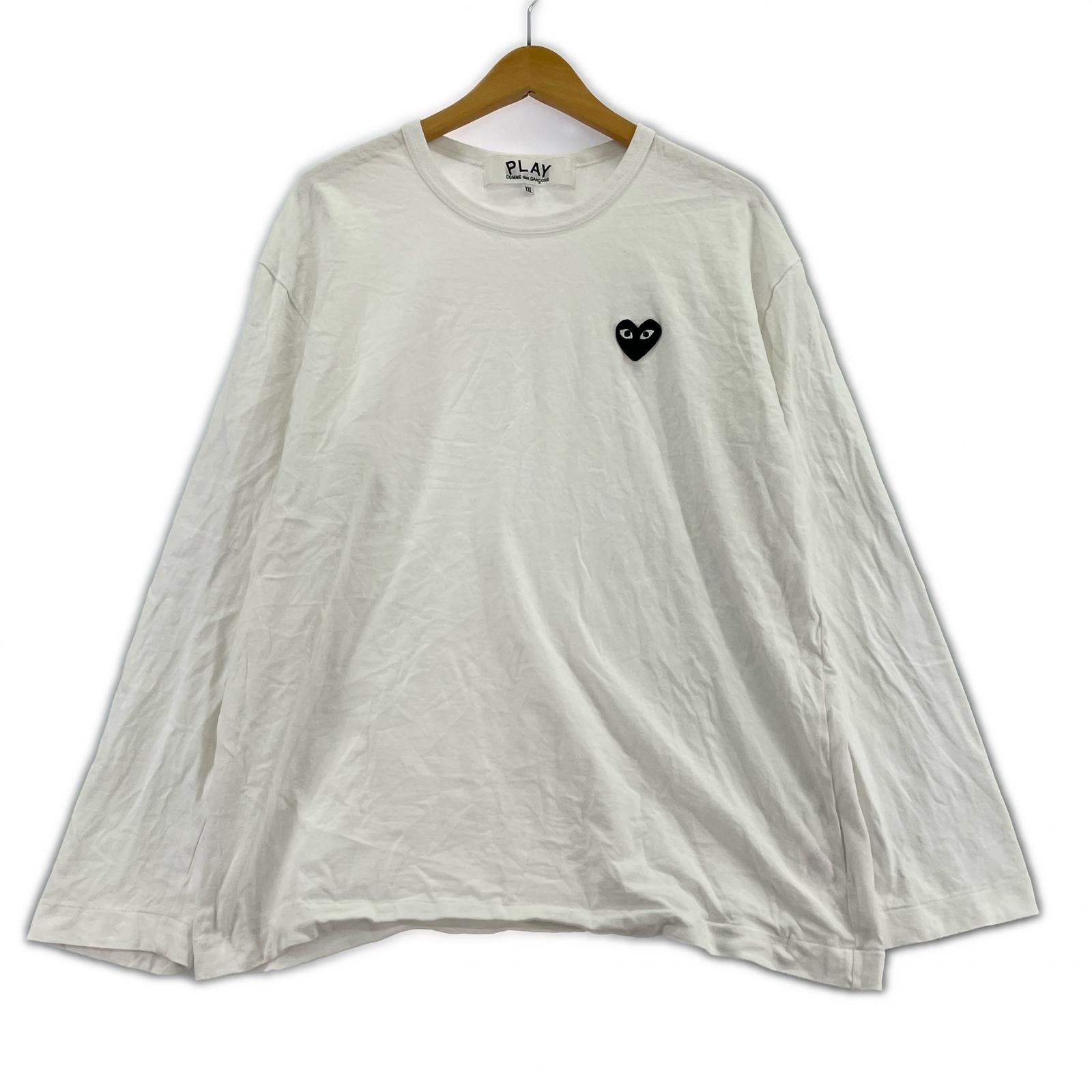 長袖Tシャツ 黒ハート ロンT 白 ホワイト