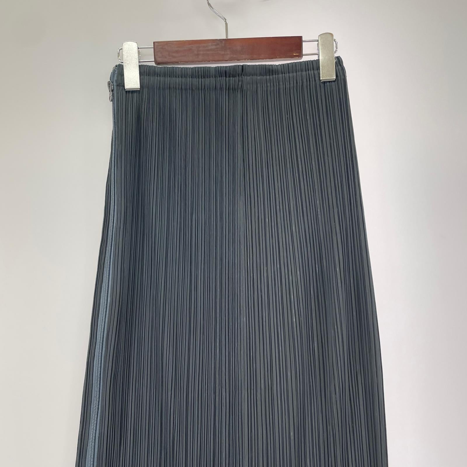 ロングスカート PP63-JG370 プリーツ ロングスカート 灰 (1) 1