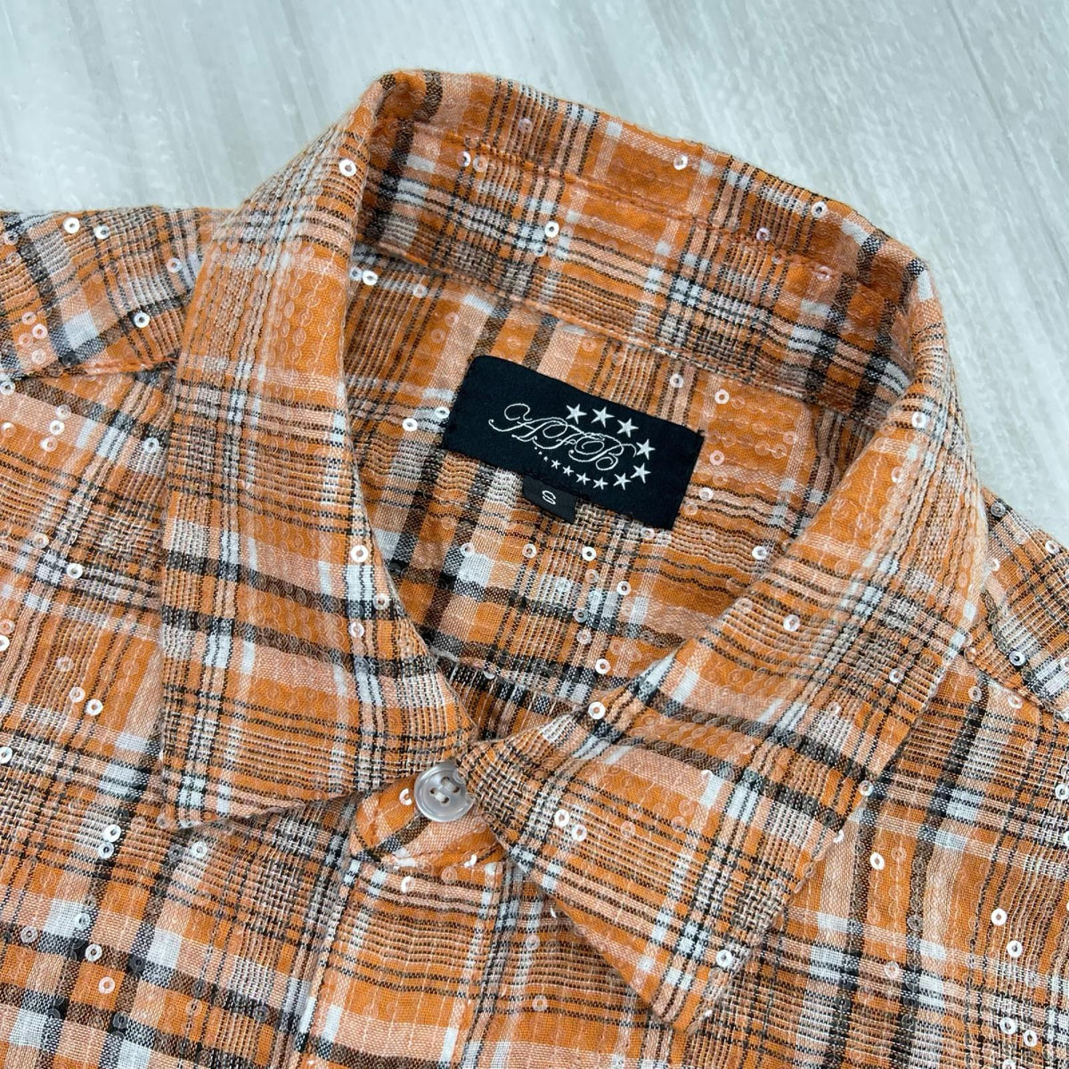 半袖シャツ SPANGLE SHIRT S オレンジ