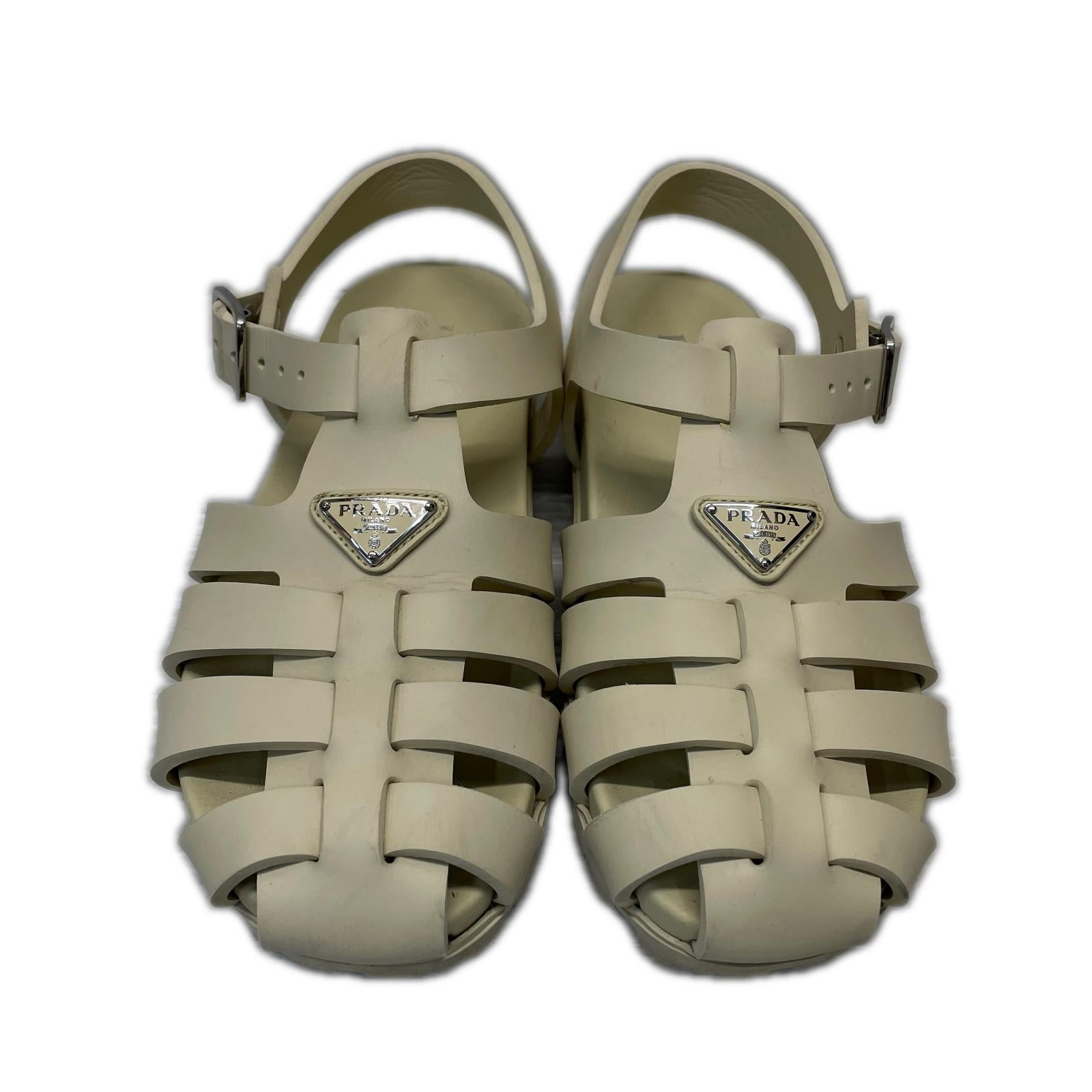 PRADA Monolith フォームラバー フィッシャーマンサンダル 39 ベージュ 24.5cm (US6 1/2 UK6 EU39)