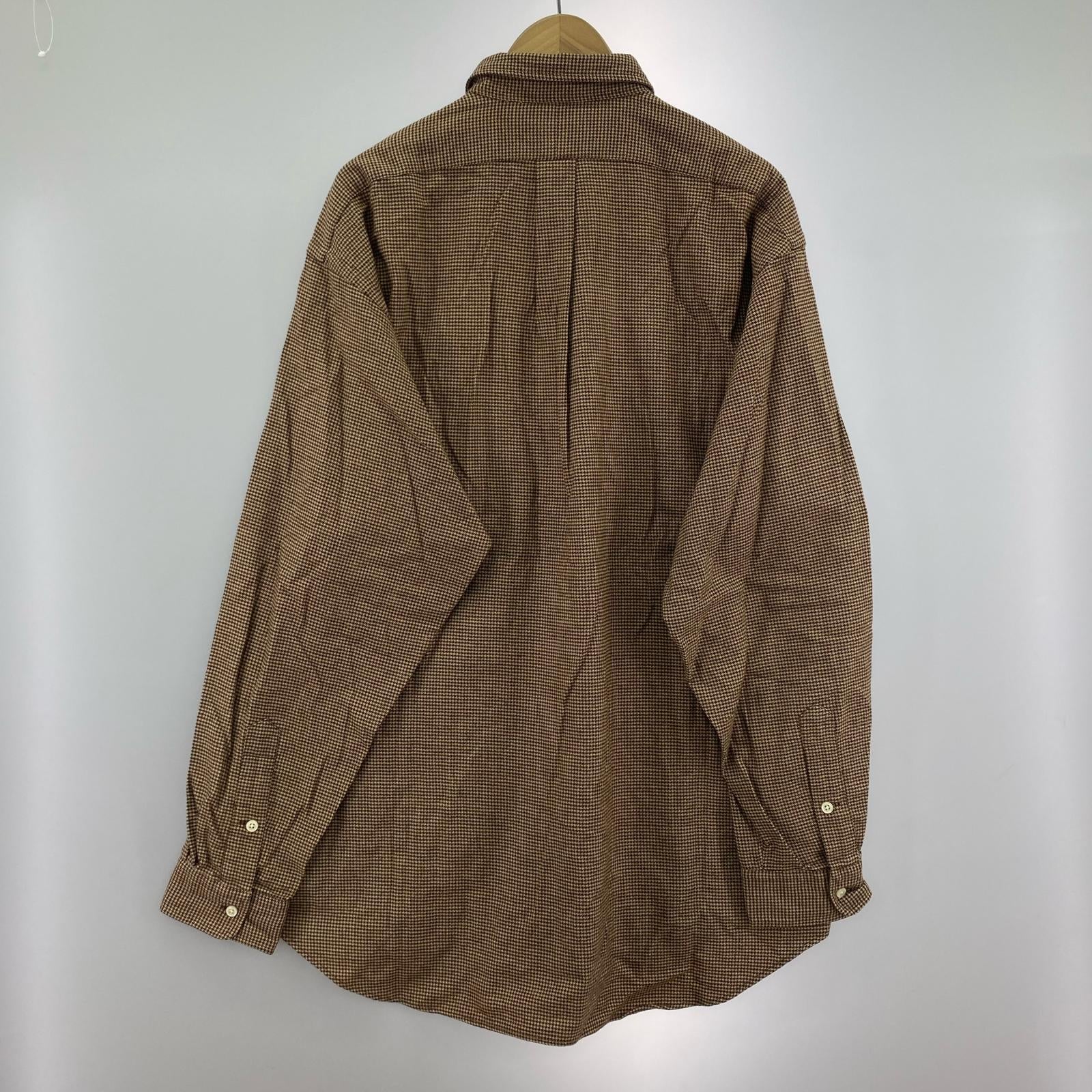 長袖シャツ 千鳥格子 L/Sシャツ ブラウン (XL) LL ブラウン