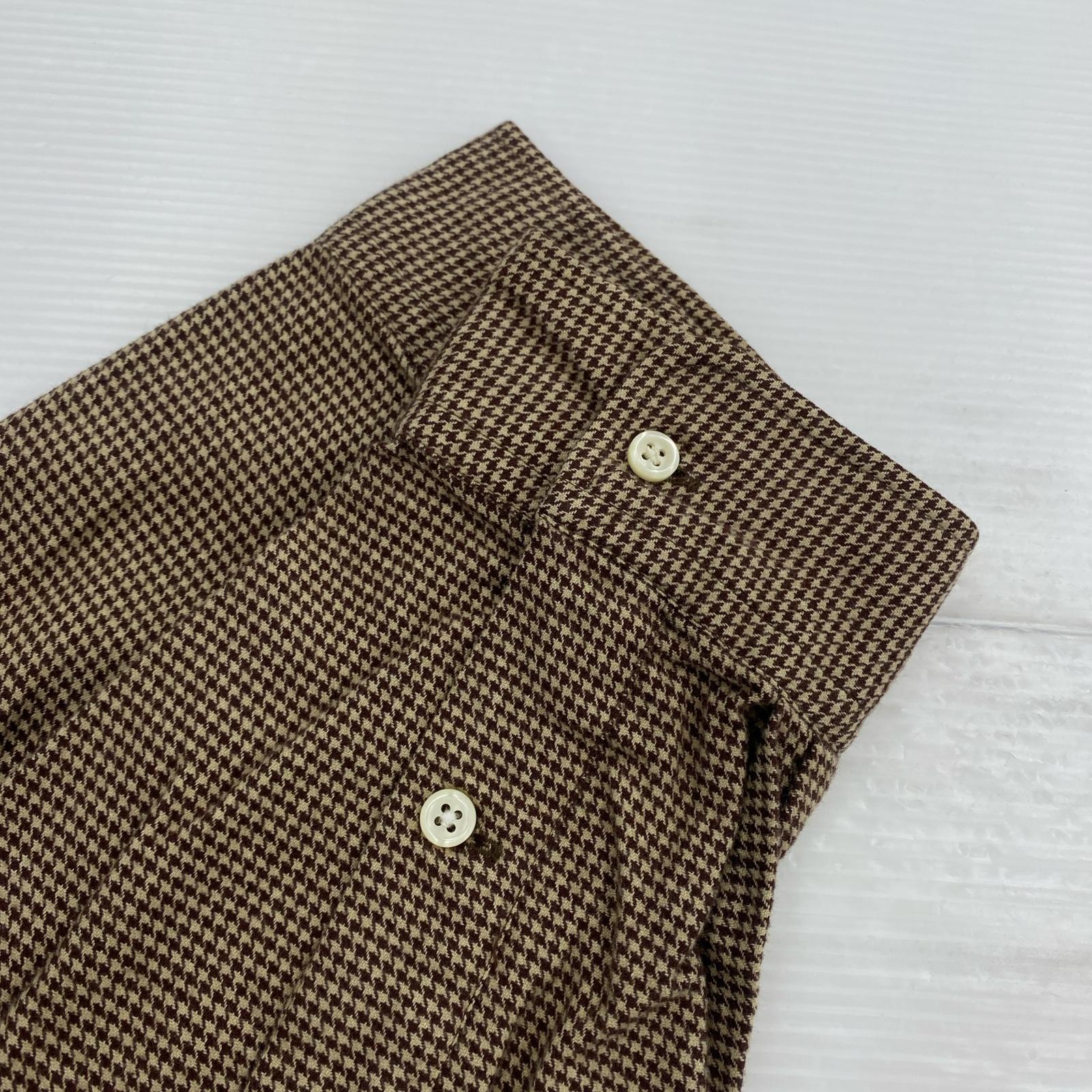 長袖シャツ 千鳥格子 L/Sシャツ ブラウン (XL) LL ブラウン
