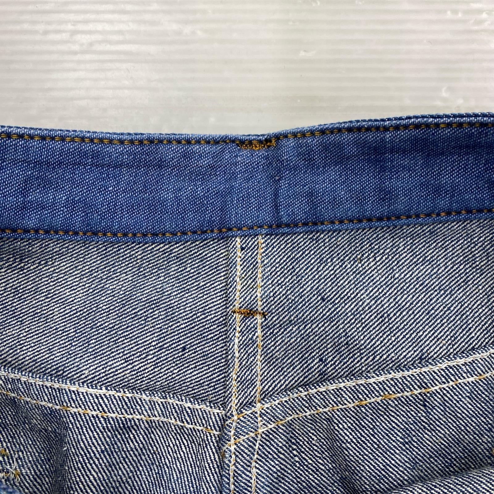 デニムパンツ 70s 黒タグ フレアデニムパンツ 濃紺 ブルー