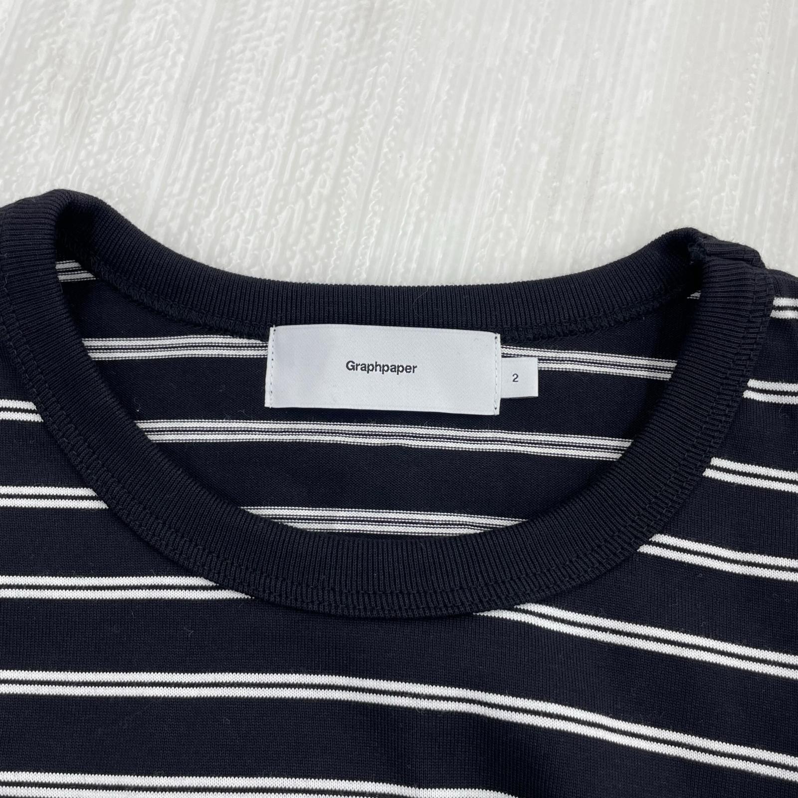 半袖Tシャツ Graphpaper 26SS Tri Spun Border S/S Tee 2 ブラック×ホワイト 2