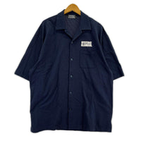 半袖シャツ SEE NO EVILバックプリントオープンカラーシャツ(XL)紺 ネイビー
