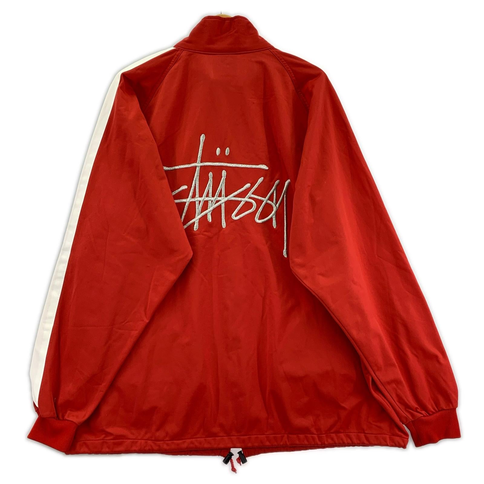 ジャケット STUSSY オールド 刺繍トラックジャケット XXL レッド レッド