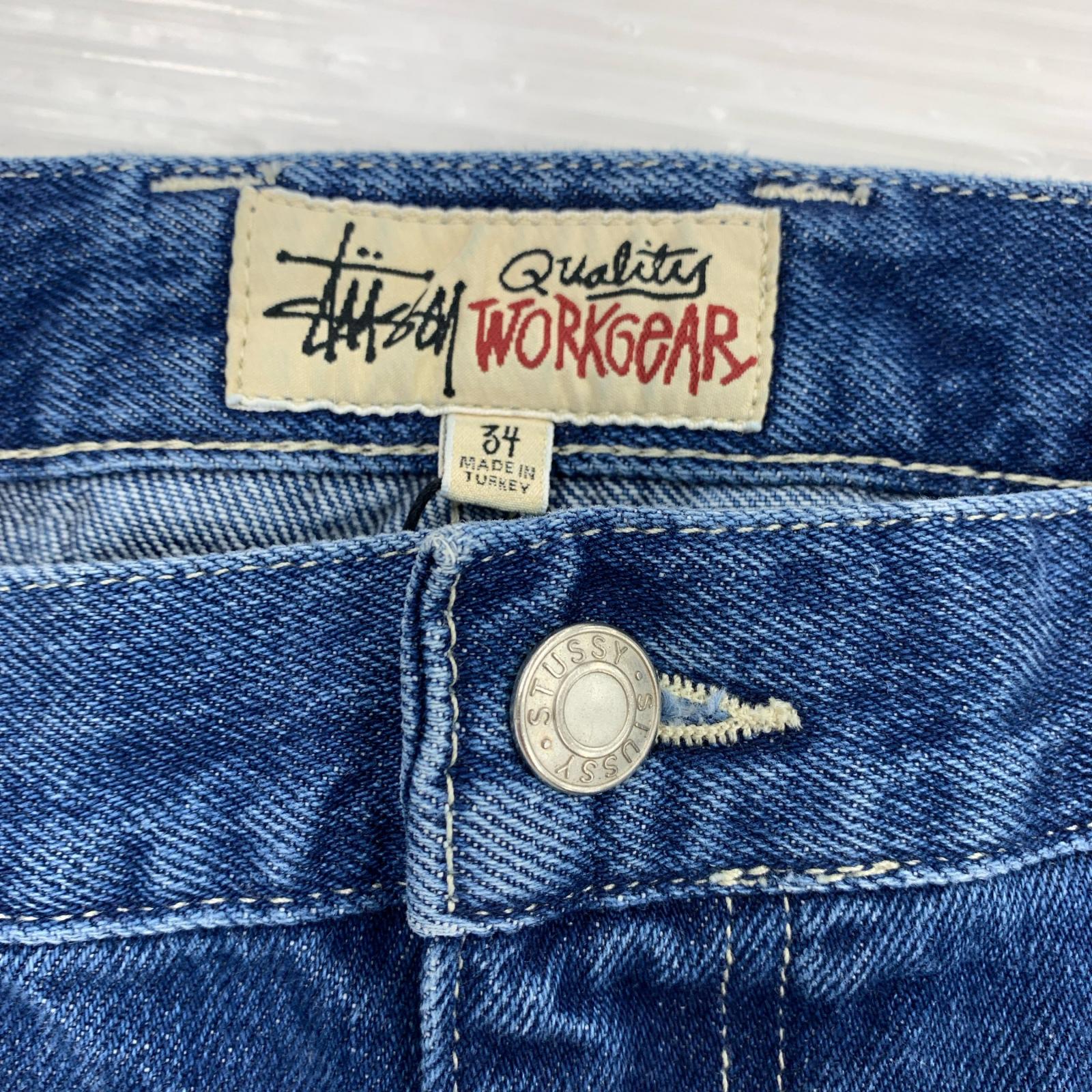 デニムパンツ STUSSY ダブルニーデニムパンツ 34 ブルー 34 ネイビー