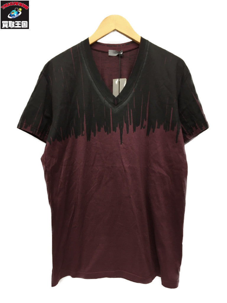 Dior HOMME Vネック Tシャツ ボルドー 9H3367260107