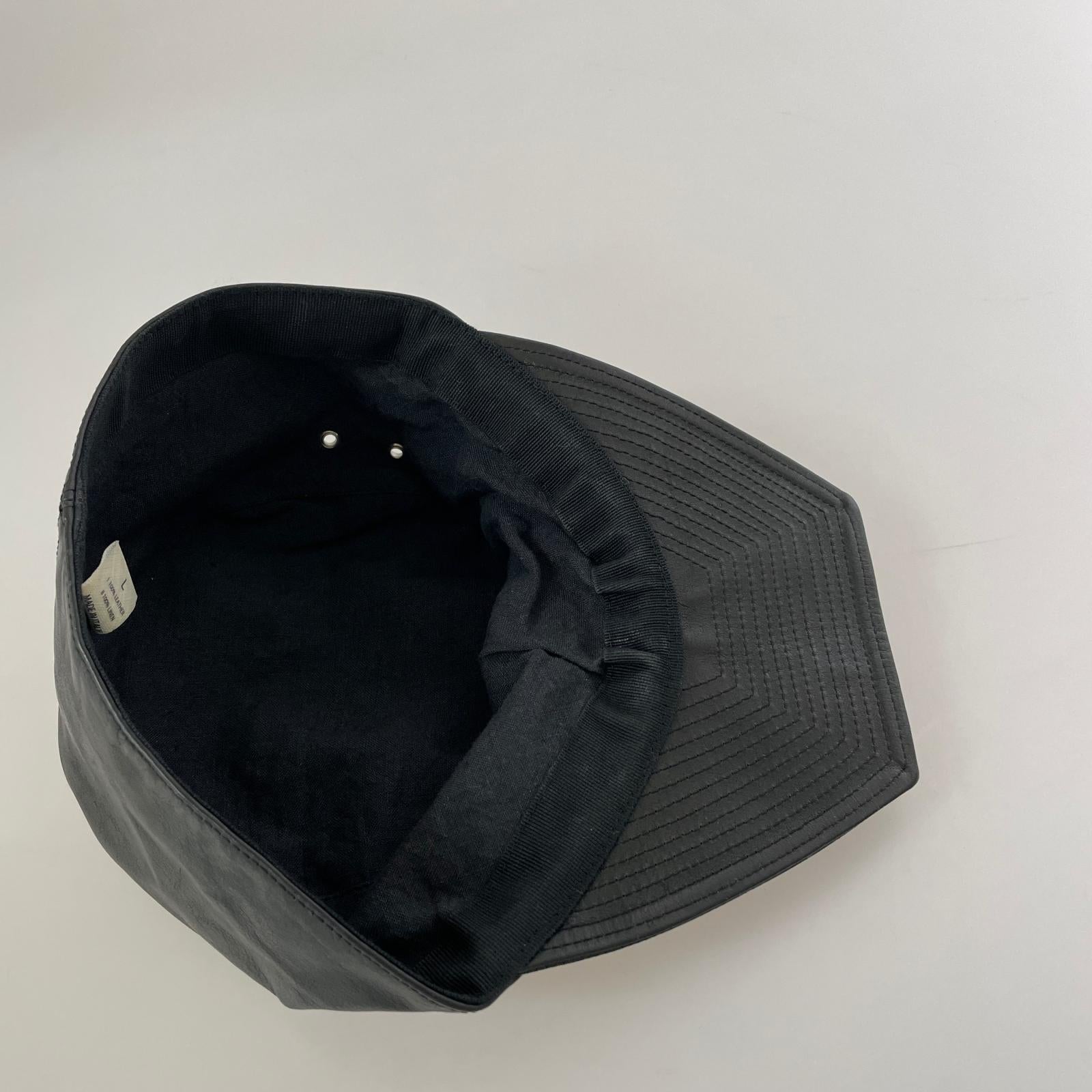 キャップ Grain Leather Hat BLK (L) L ブラック