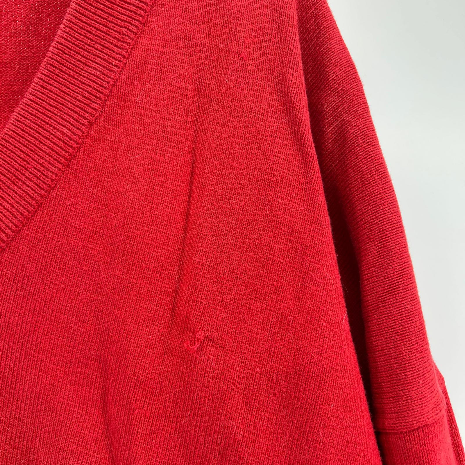 ニット 80S 黒タグ Vネック 赤 (XL) レッド