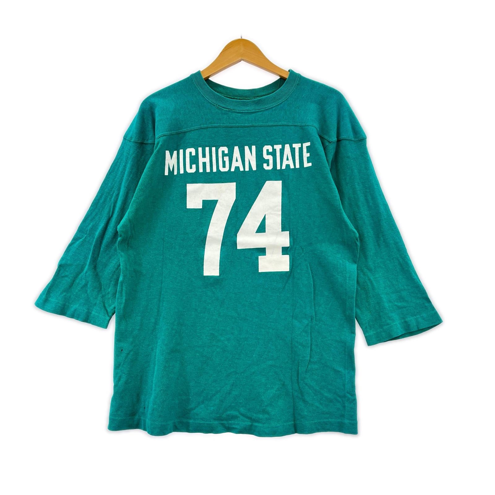 長袖Tシャツ MICHIGAN STATE フットボールシャツ グリーン グリーン