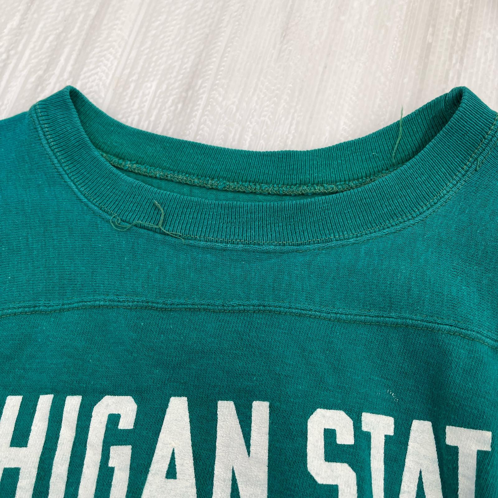 長袖Tシャツ MICHIGAN STATE フットボールシャツ グリーン グリーン