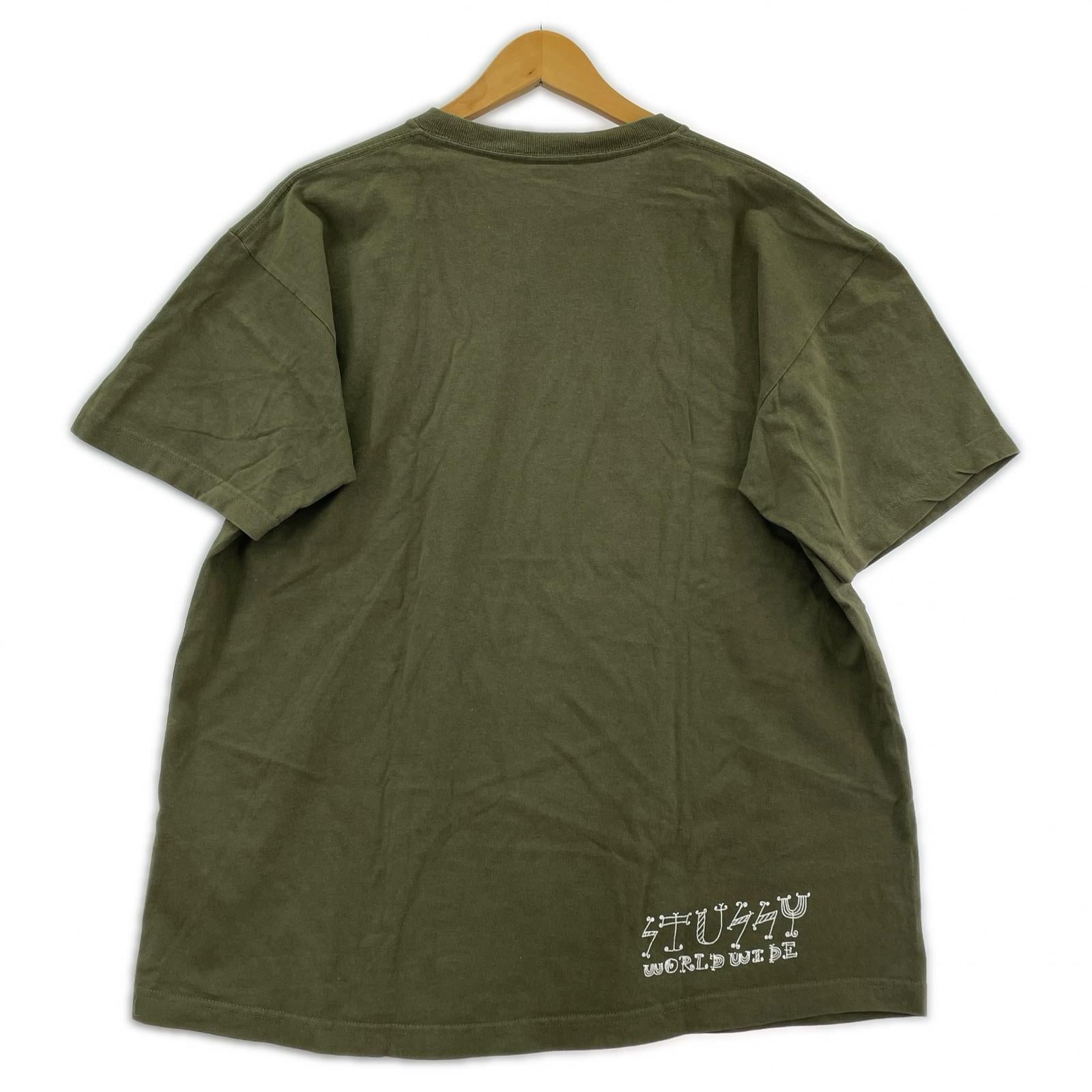 半袖Tシャツ STUSSY スカルプリント S/Sカットソー カーキ (L) L カーキ