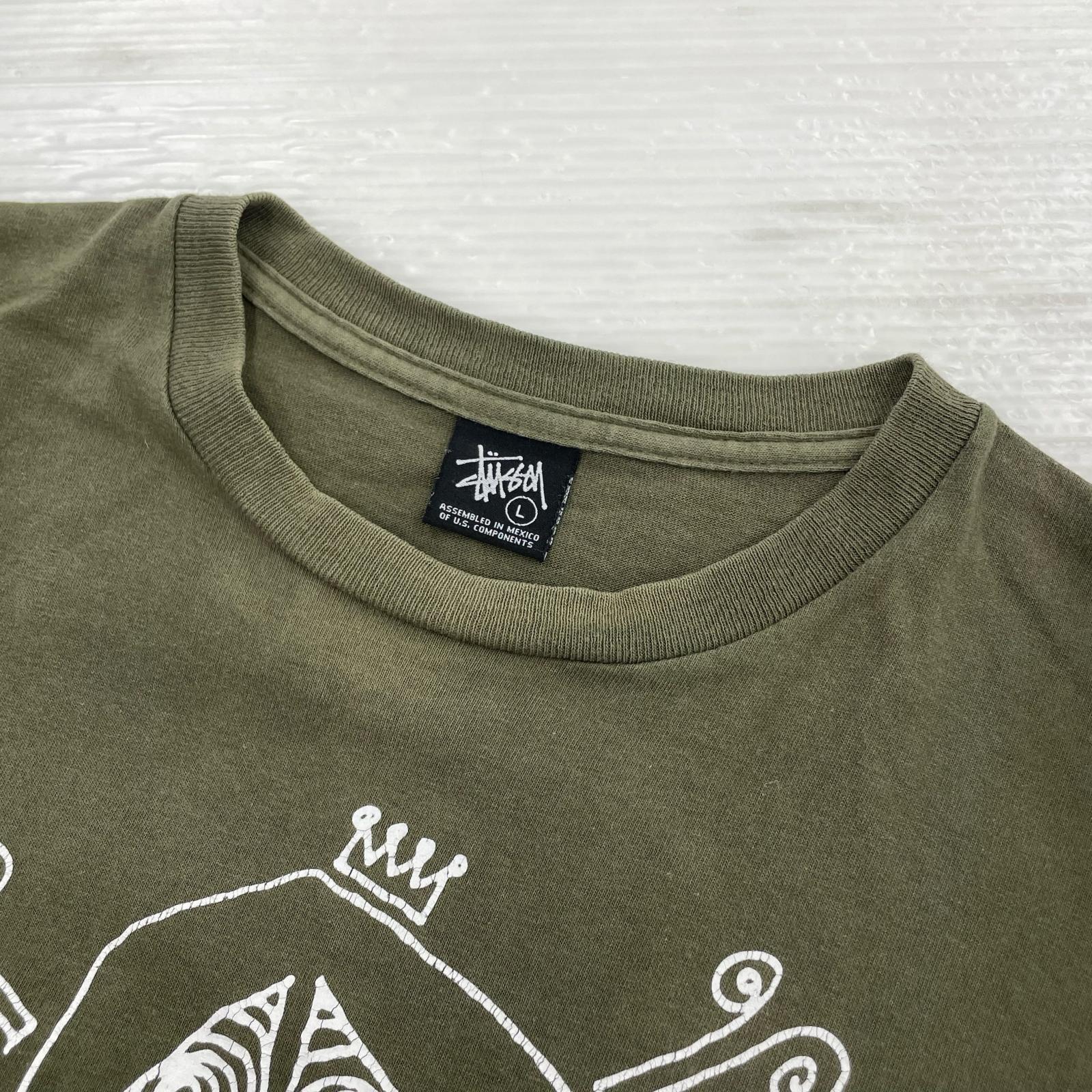 半袖Tシャツ STUSSY スカルプリント S/Sカットソー カーキ (L) L カーキ