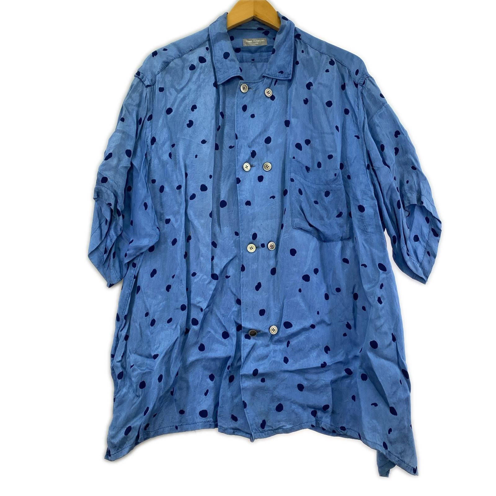 半袖シャツ HOMME ドット柄 ブルー ブルー