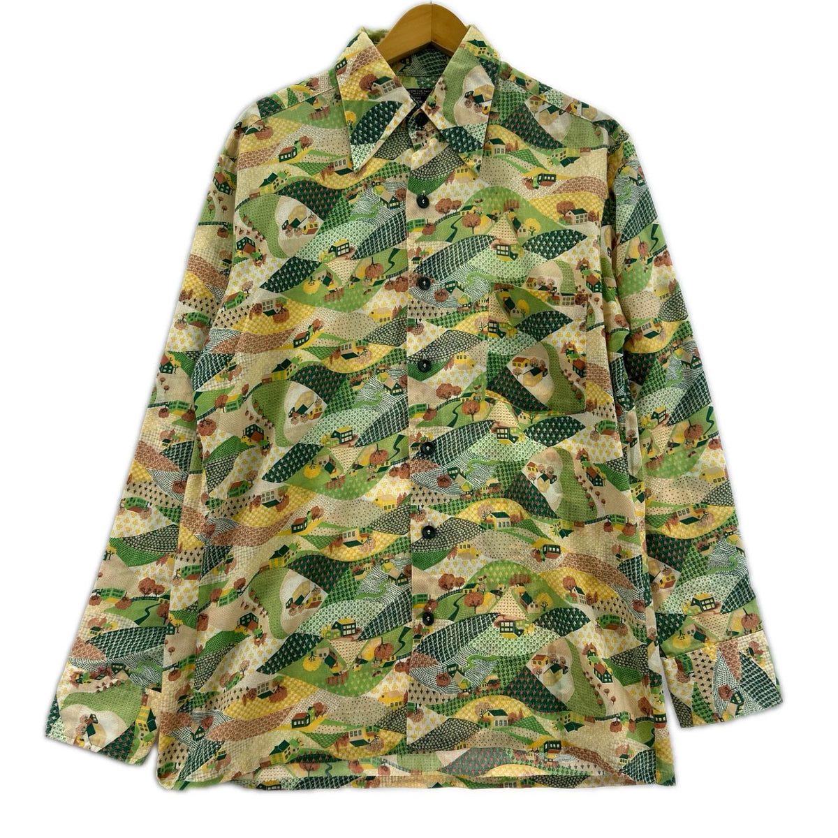 長袖シャツ 70s JCPenney 家柄 緑 (M) M