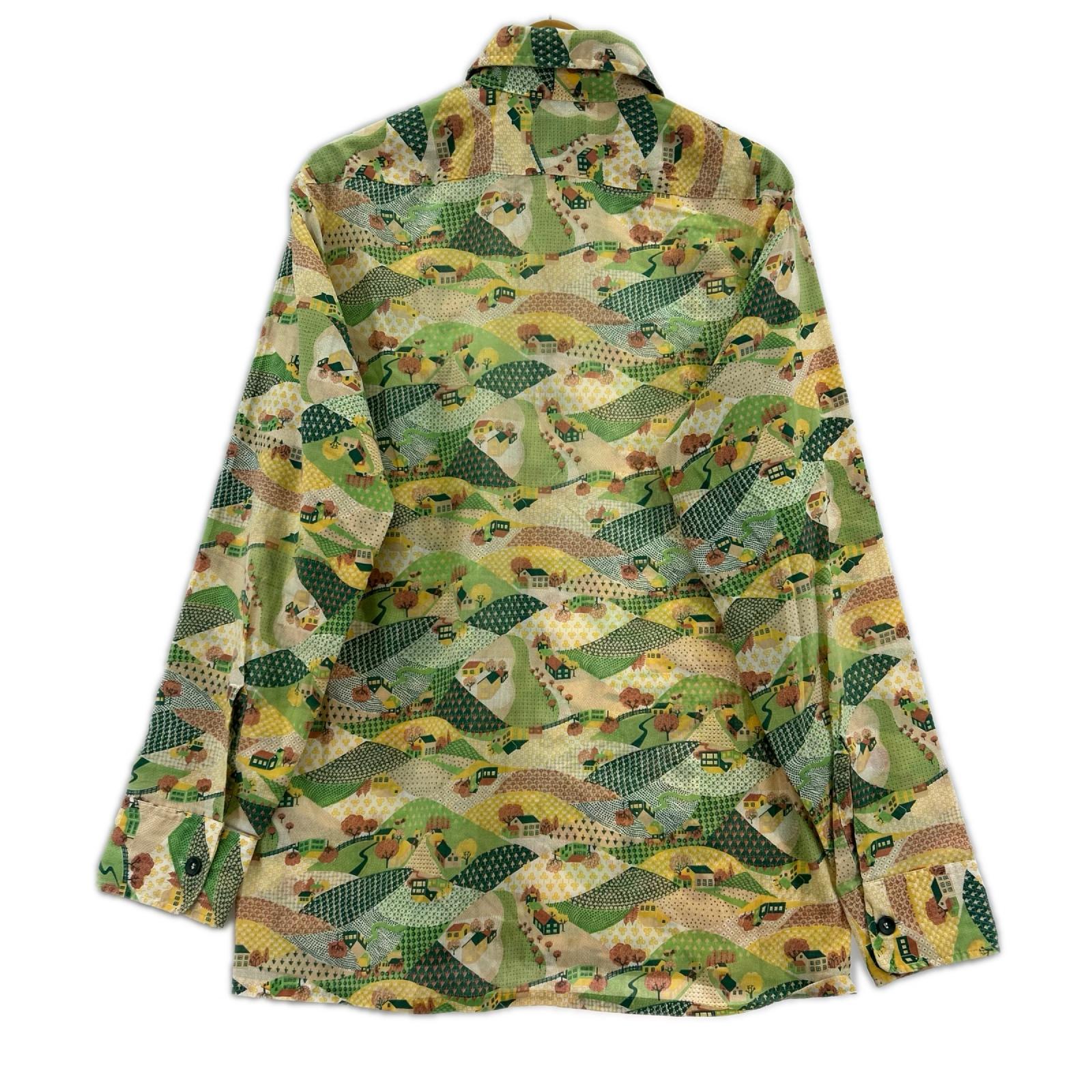 長袖シャツ 70s JCPenney 家柄 緑 (M) M