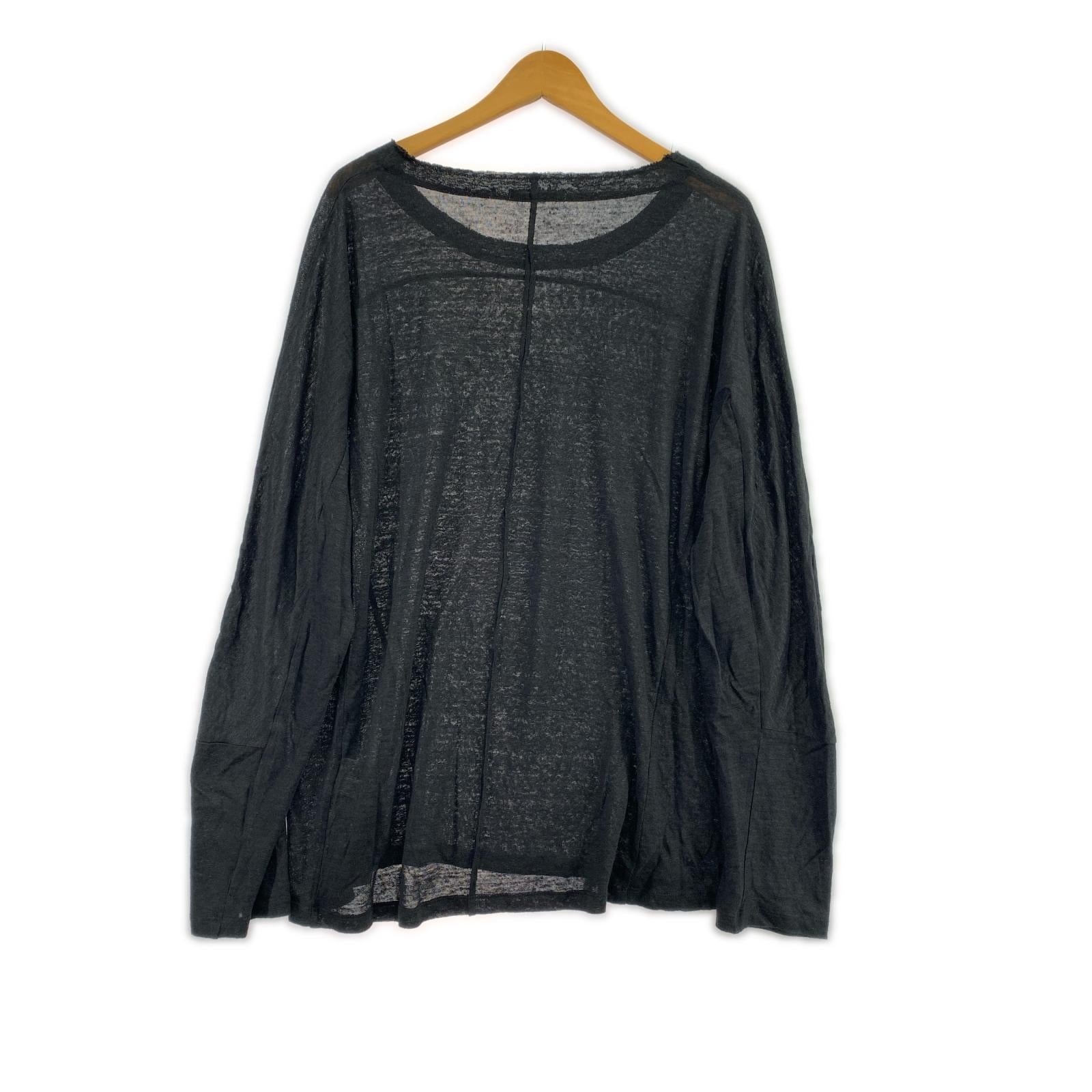 ニット BIBLIOTHERK 26SS LONG TOPS BLACK リネンニット 2 ブラック 2 ブラック