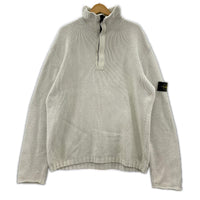ニット STONE ISLAND 02SS Paul Harvey期 ハーフジップコットンニット XXL アイボリー