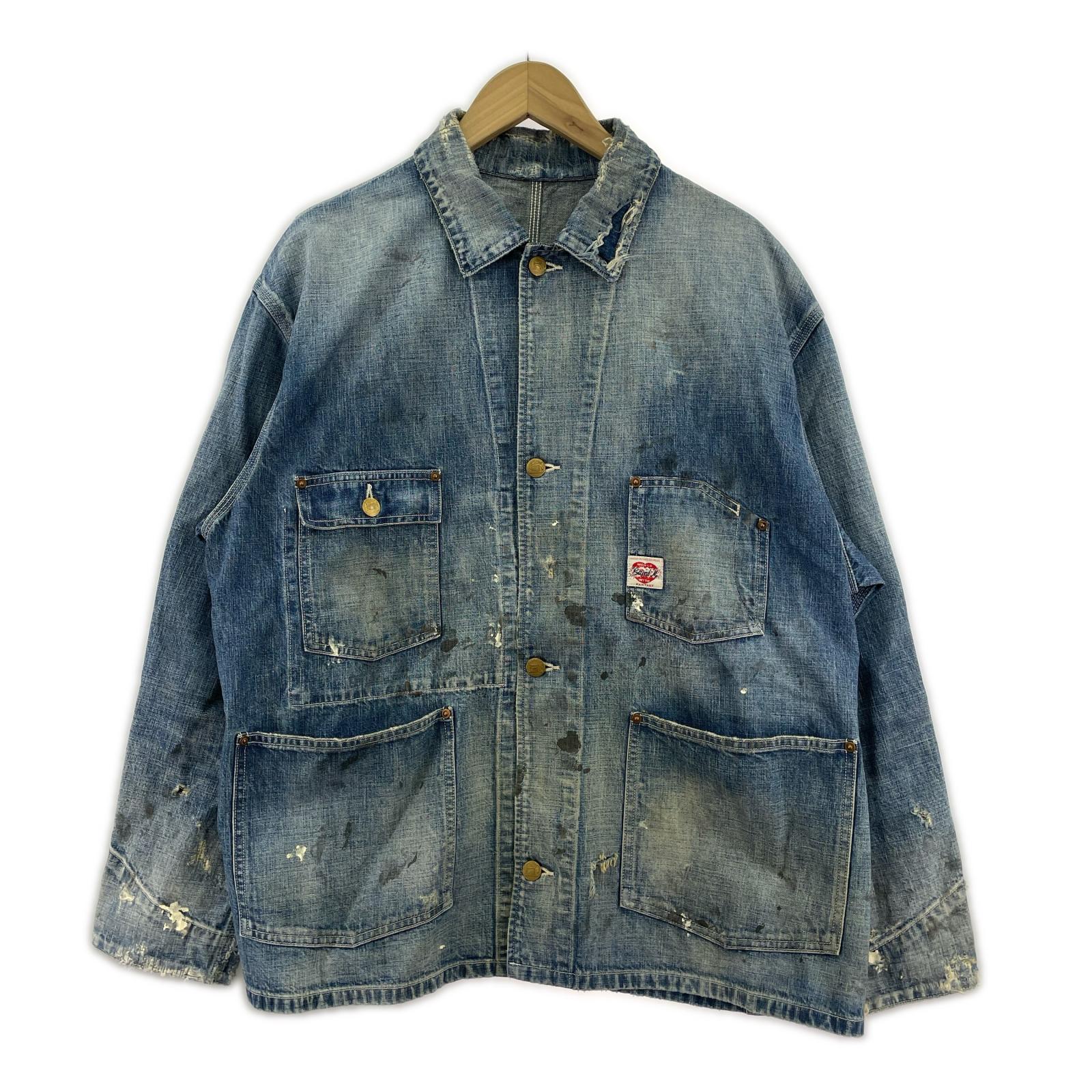 デニムジャケット COVERALL HEART TAG M ダメージ加工 M ブルー