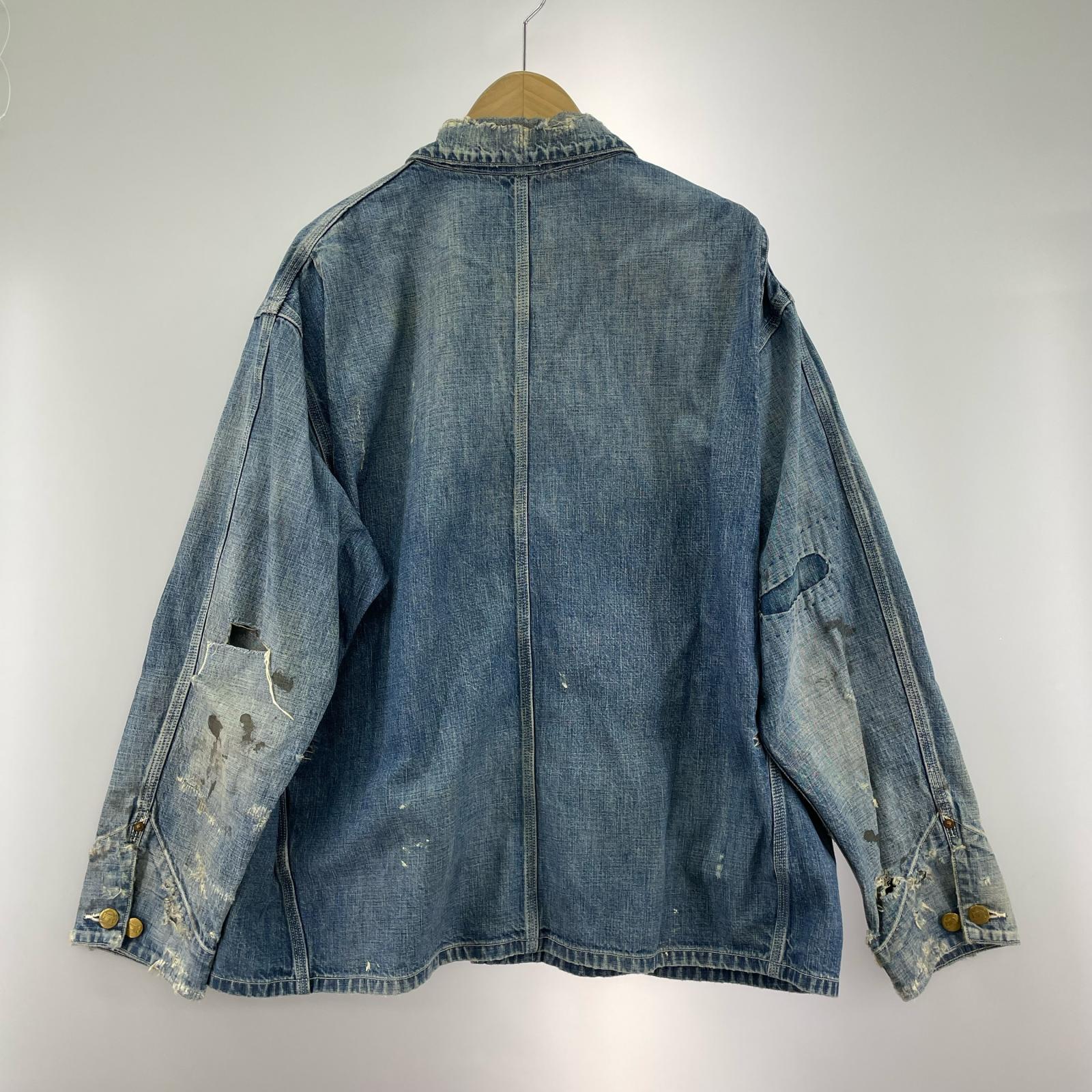 デニムジャケット COVERALL HEART TAG M ダメージ加工 M ブルー